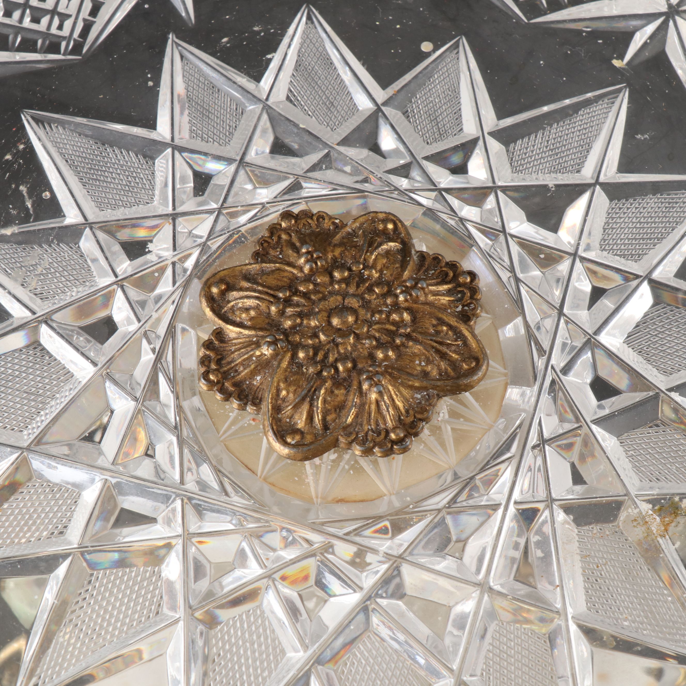 Hollywood Regency Style Crystal Compote Bowl