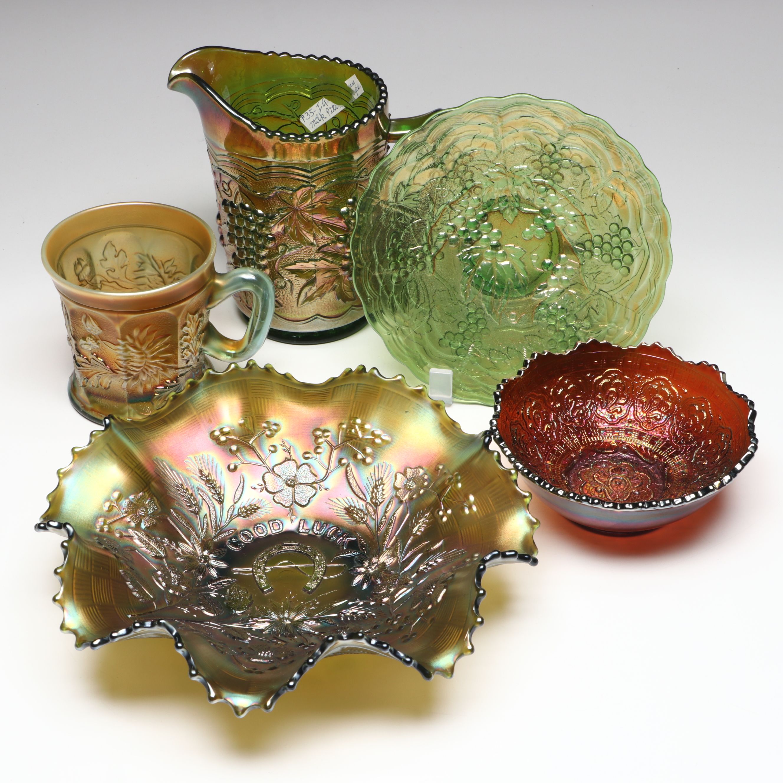 Northwood Carnival Glass Handkerchief Bowl with More Carnival Glass Tableware