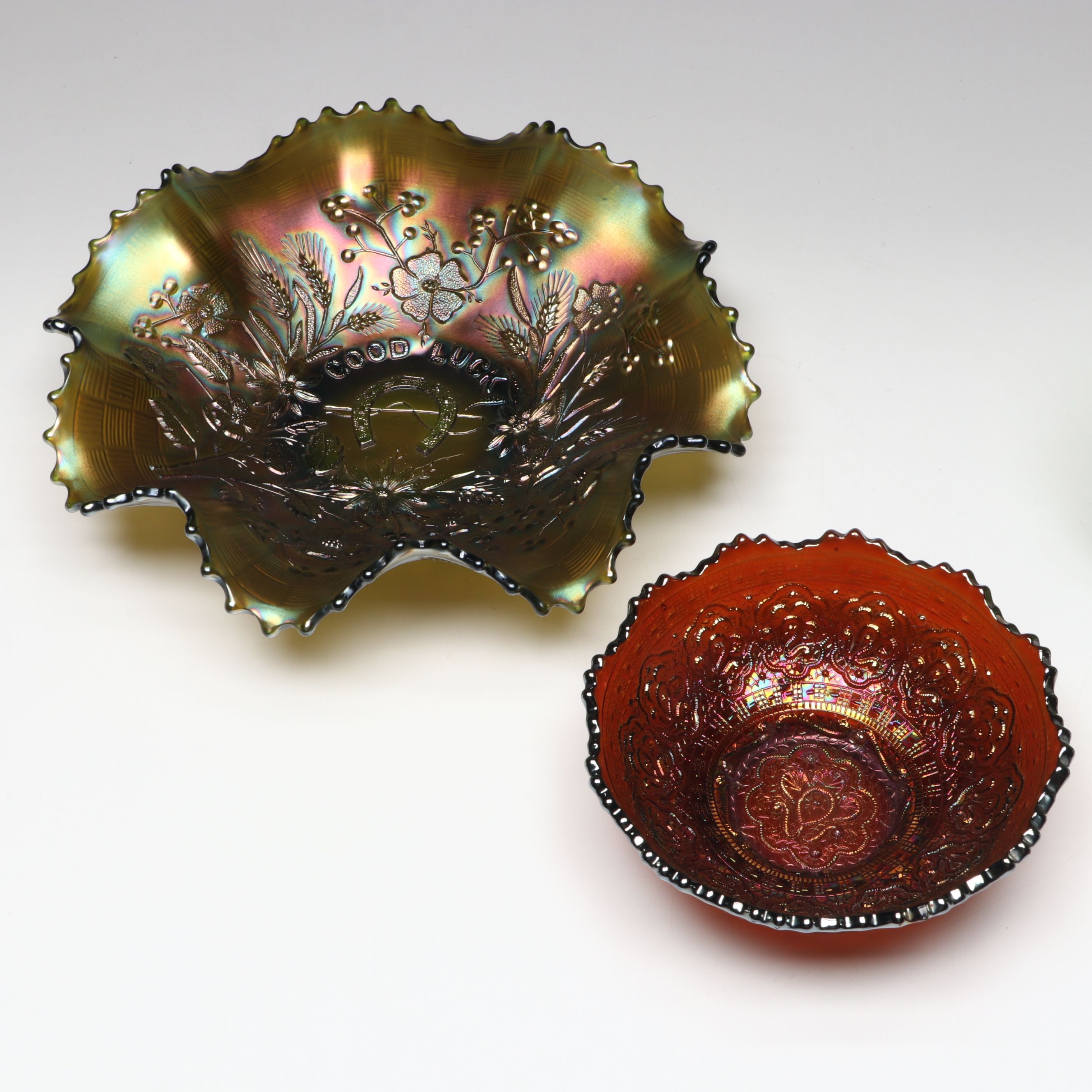 Northwood Carnival Glass Handkerchief Bowl with More Carnival Glass Tableware