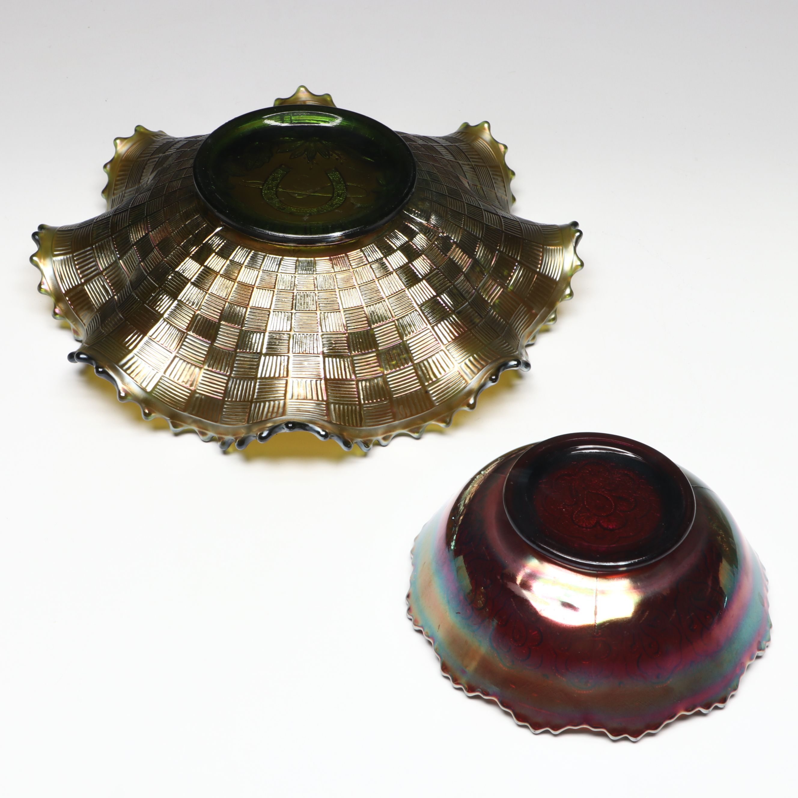 Northwood Carnival Glass Handkerchief Bowl with More Carnival Glass Tableware