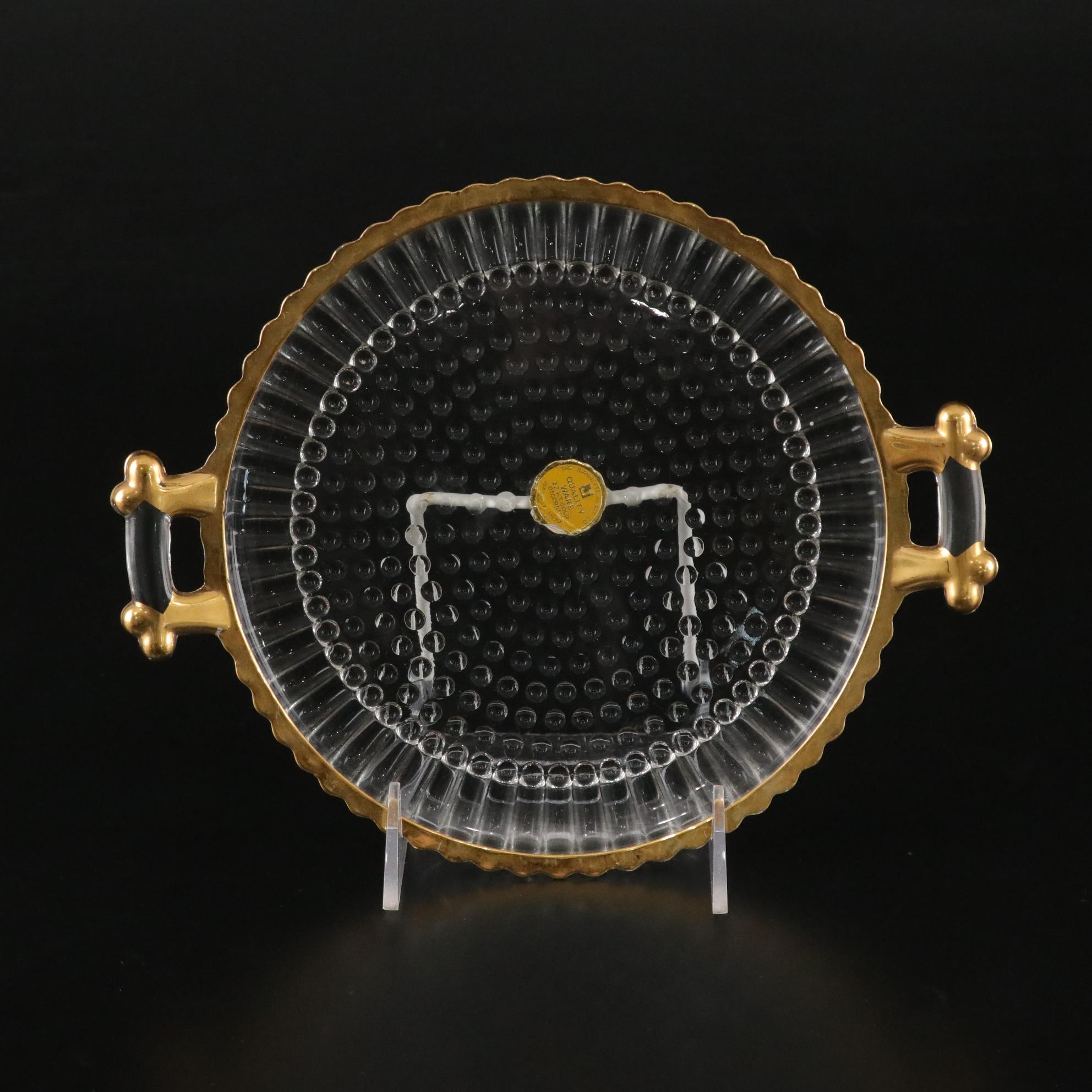 22K Gold Trim Serving Tray with Sugar, Creamer & More