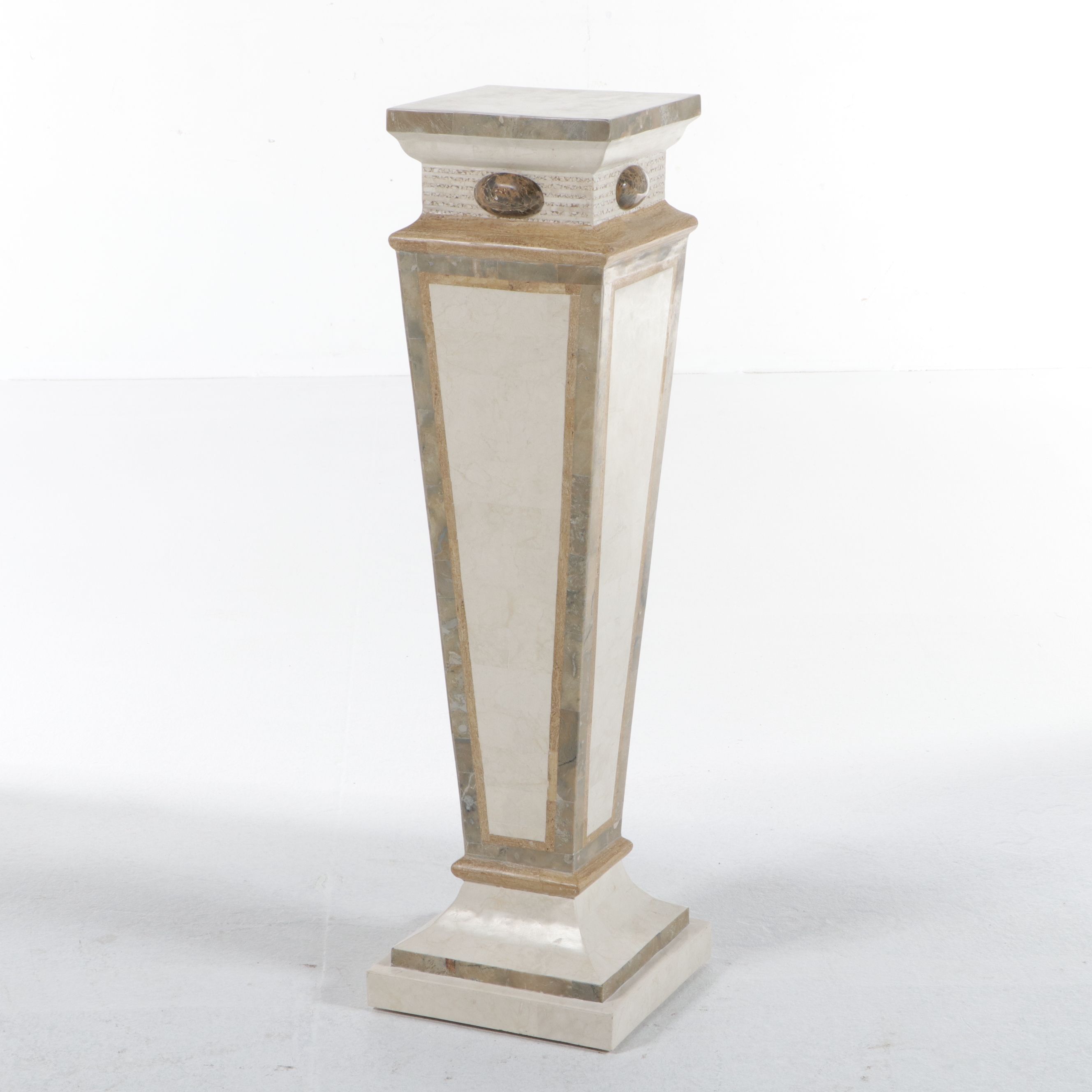 Maitland-Smith Neoclassical Style Tessellated Marble and Stone Inlay Pedestal
