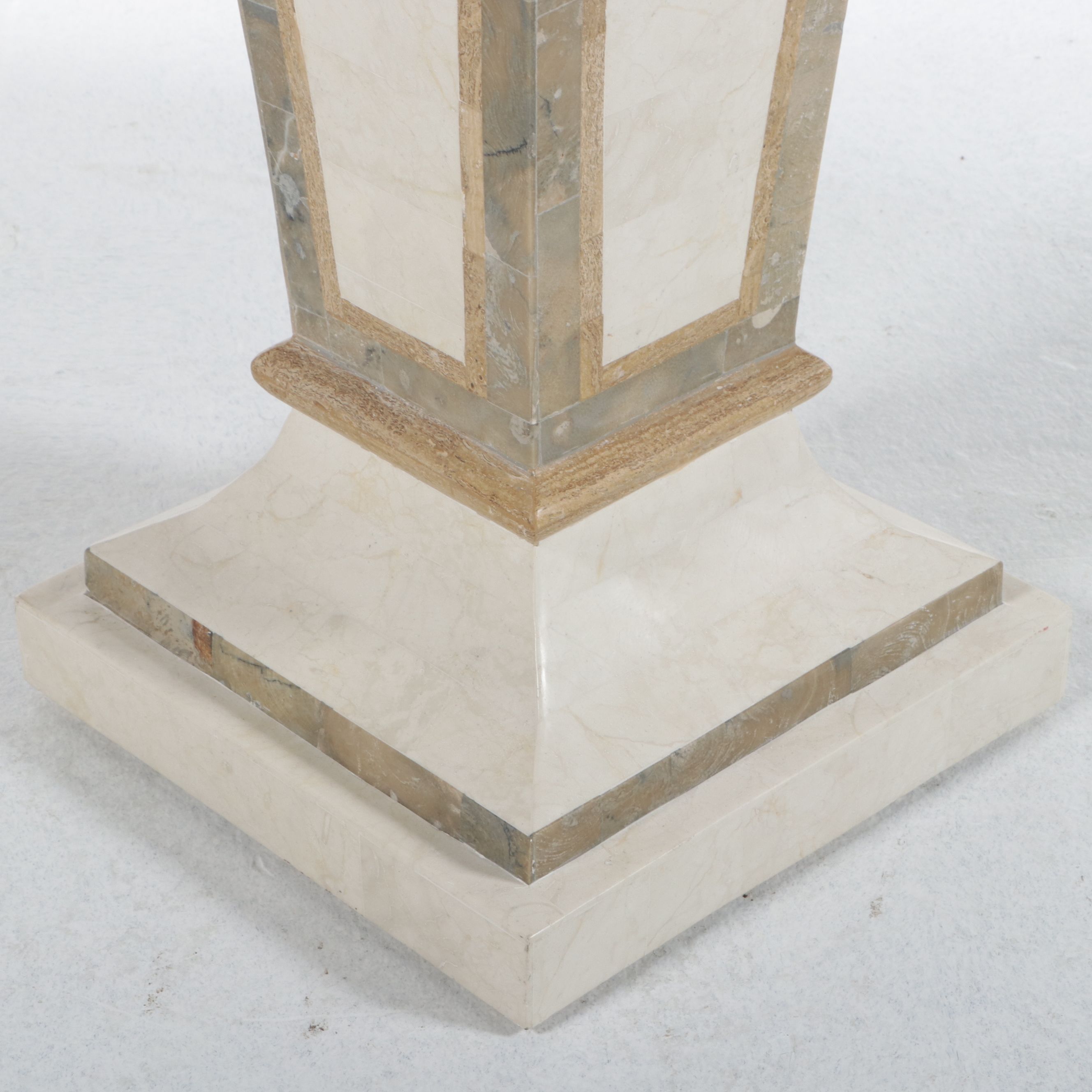 Maitland-Smith Neoclassical Style Tessellated Marble and Stone Inlay Pedestal