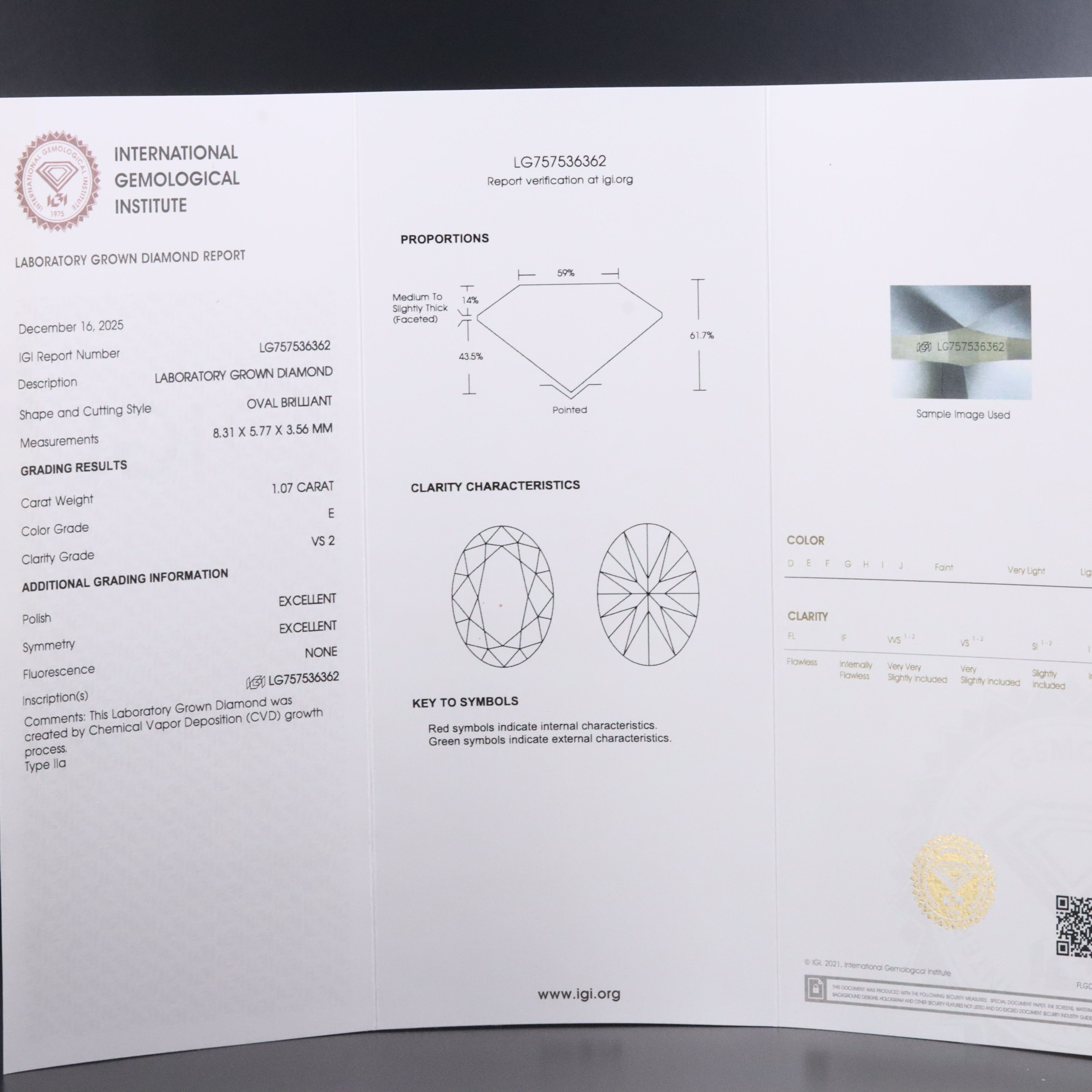 Loose 2.14 CTW Matched Pair Lab Grown Diamonds with IGI Reports