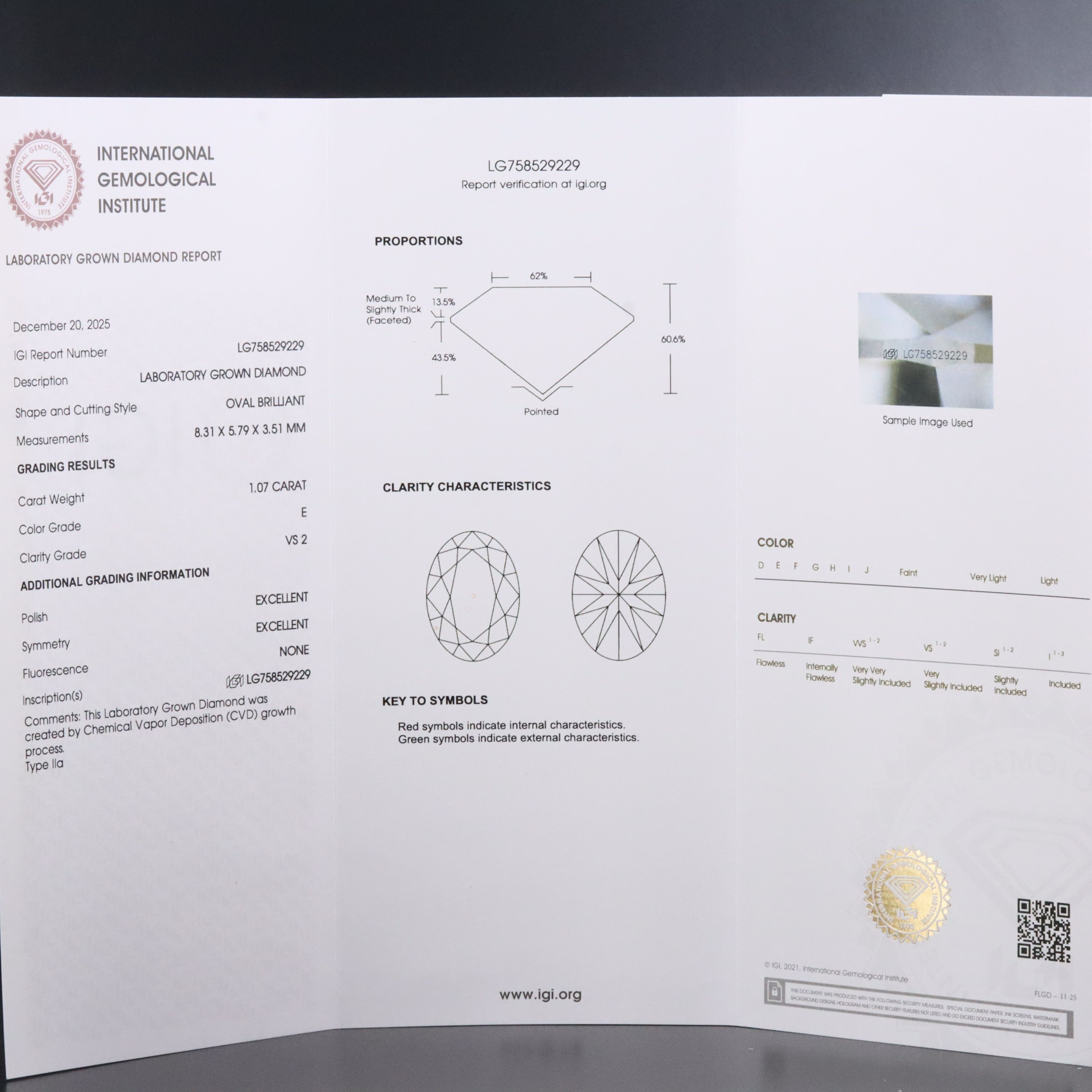 Loose 2.14 CTW Matched Pair Lab Grown Diamonds with IGI Reports