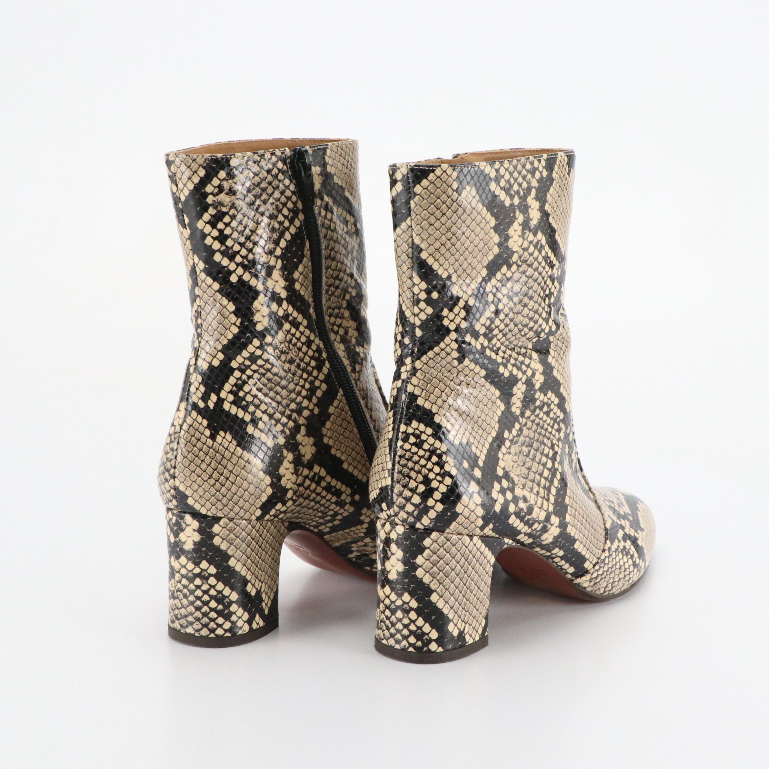 Chie Mihara "Sira" Block Heel Boots in Snakeskin Leather