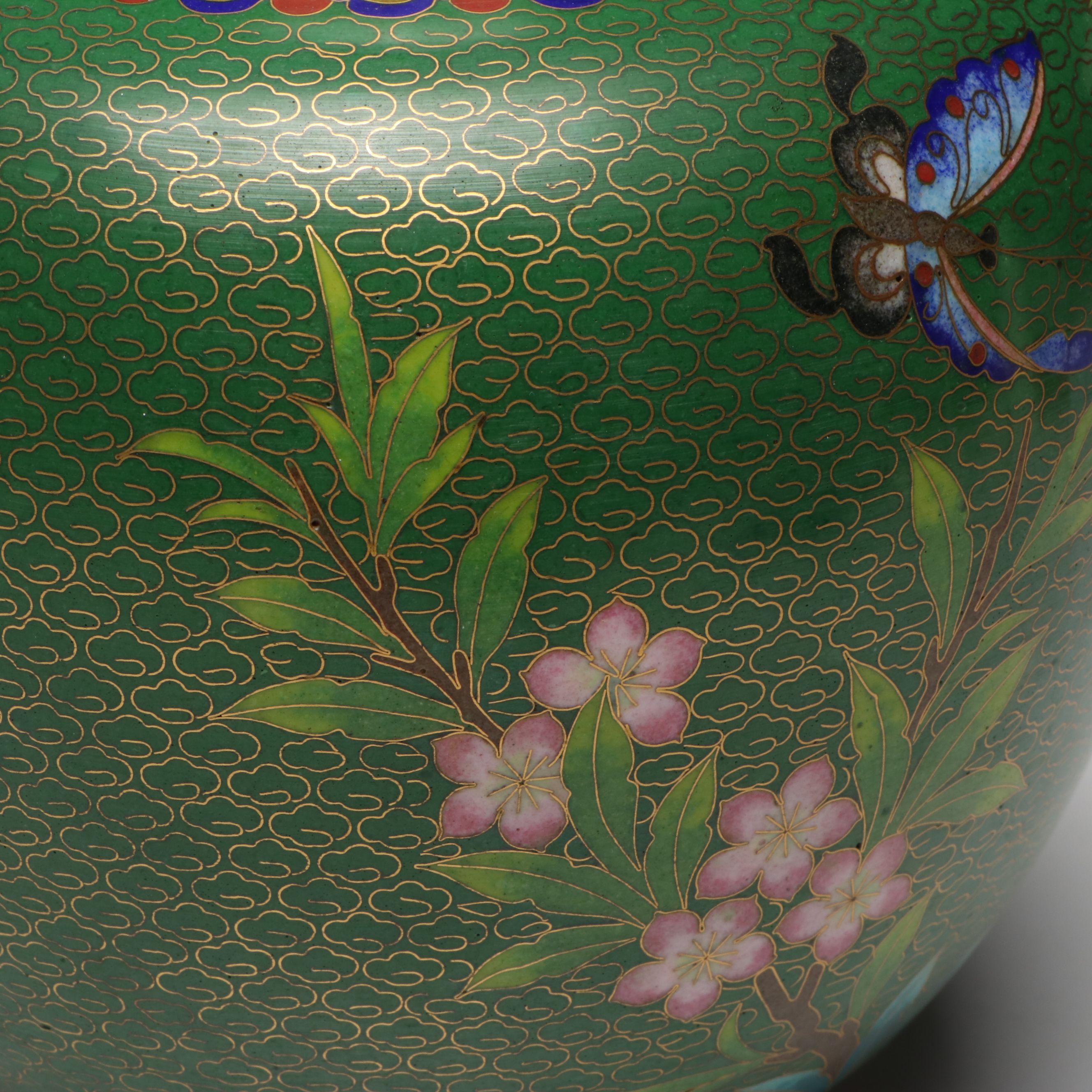 Chinese Floral Cloisonné Ginger Jars, Pair