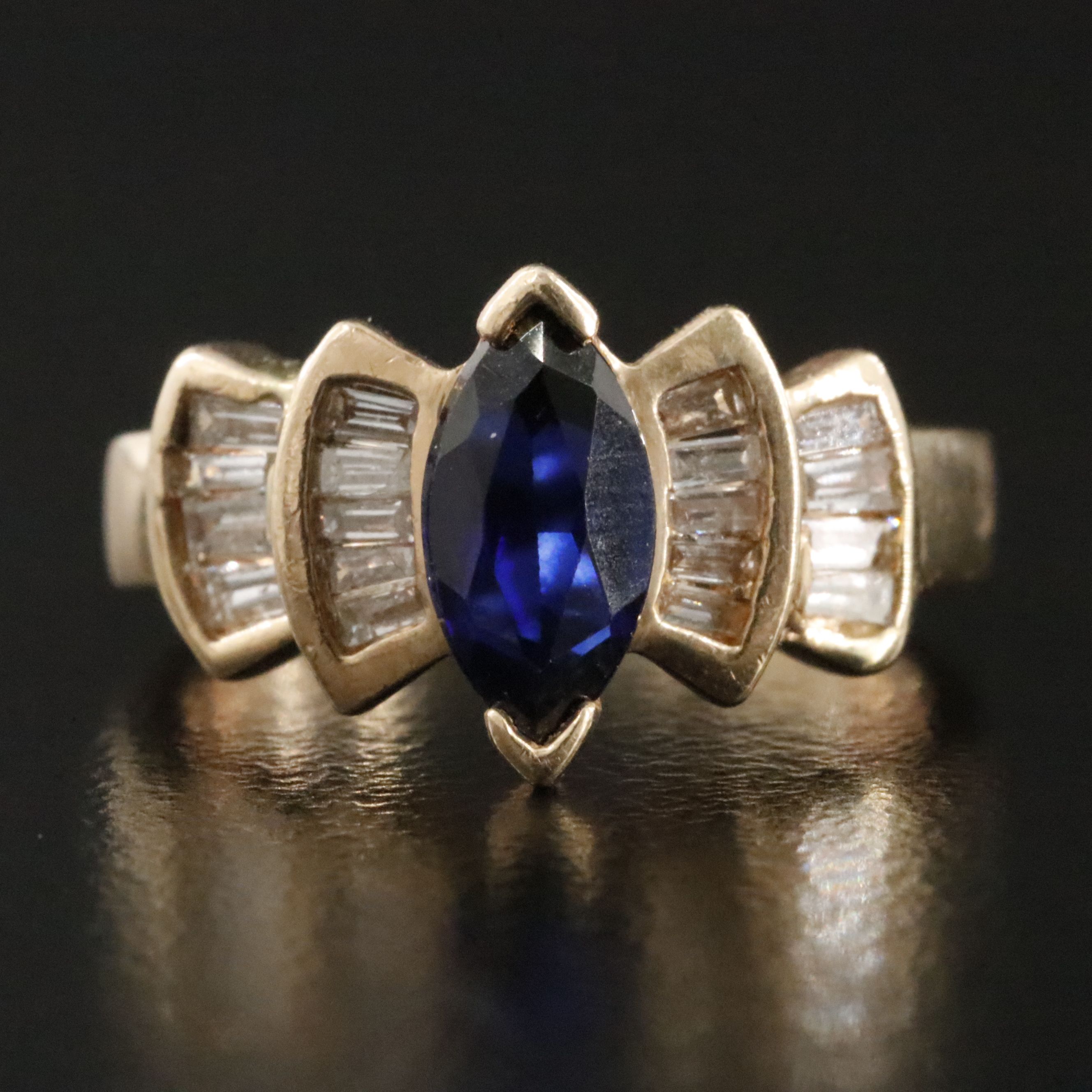 10K Sapphire and Diamond Ring