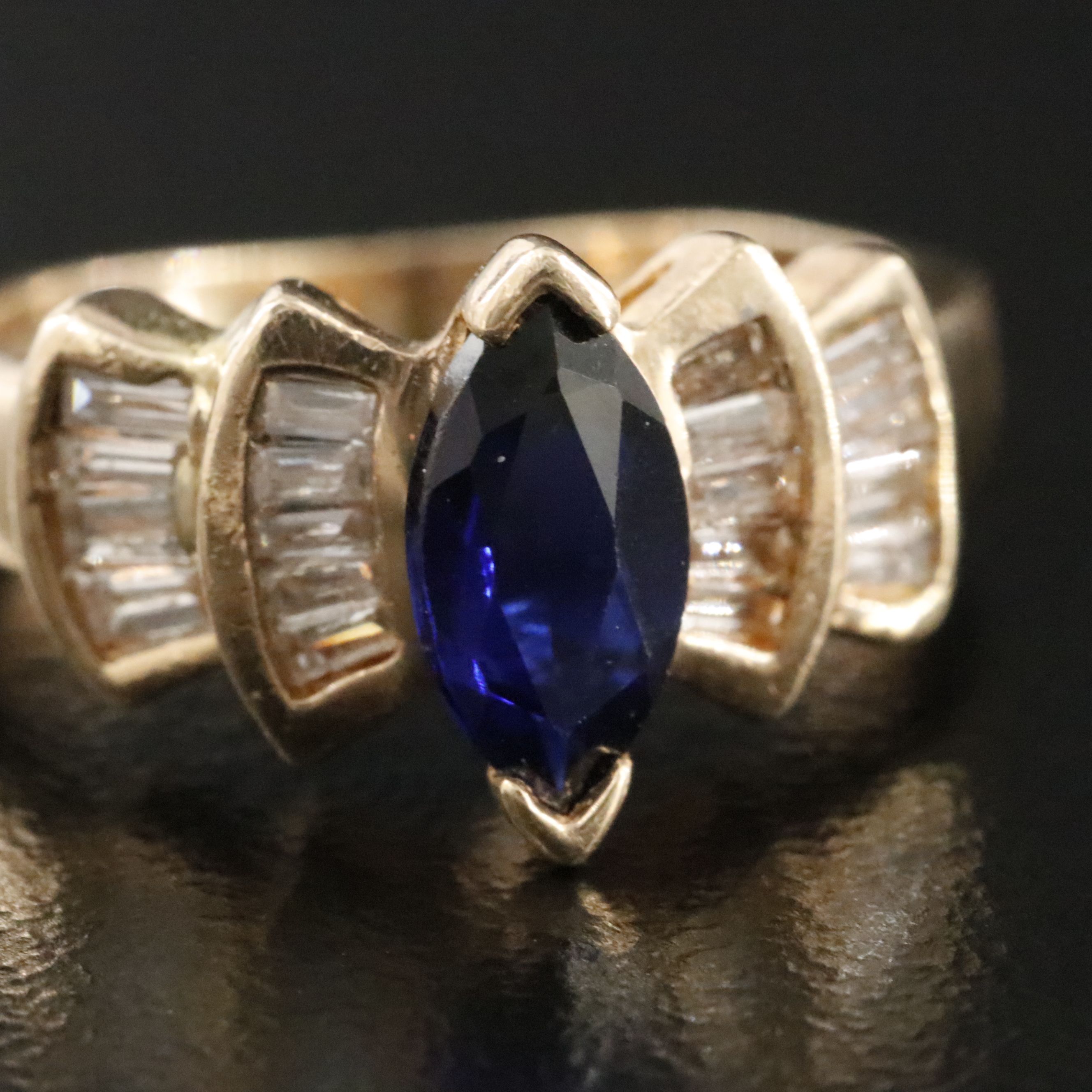 10K Sapphire and Diamond Ring
