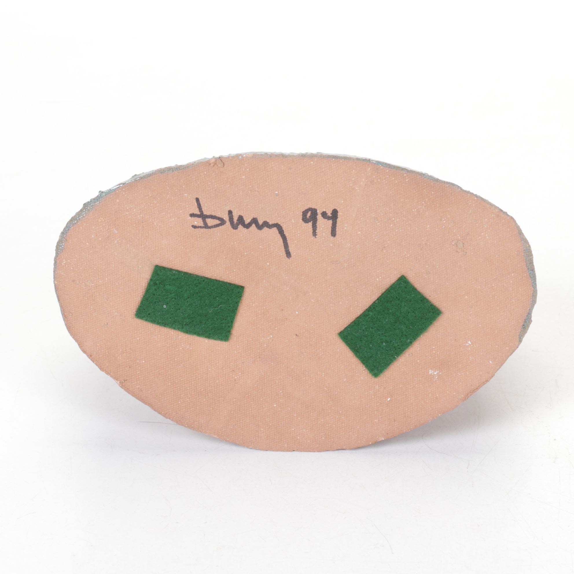 Folk Art Handmade Pottery Nativity Scene with Angel Ornament, 1990s