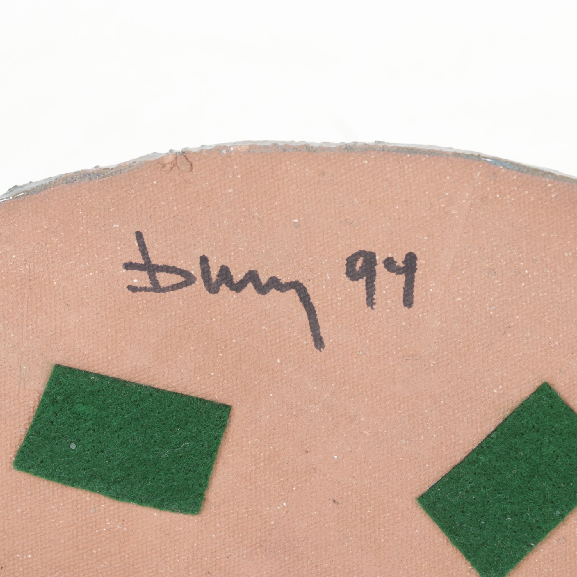 Folk Art Handmade Pottery Nativity Scene with Angel Ornament, 1990s