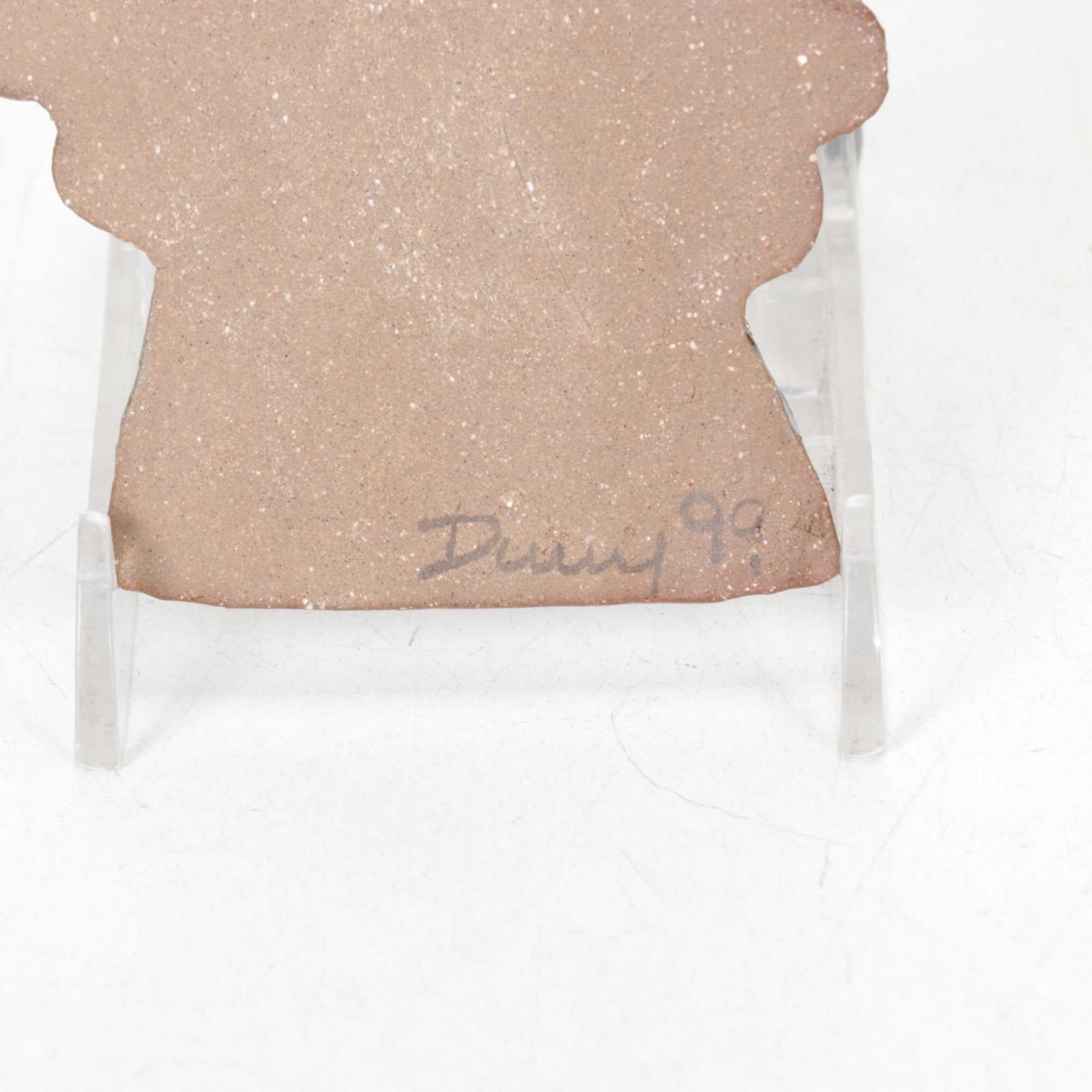 Folk Art Handmade Pottery Nativity Scene with Angel Ornament, 1990s