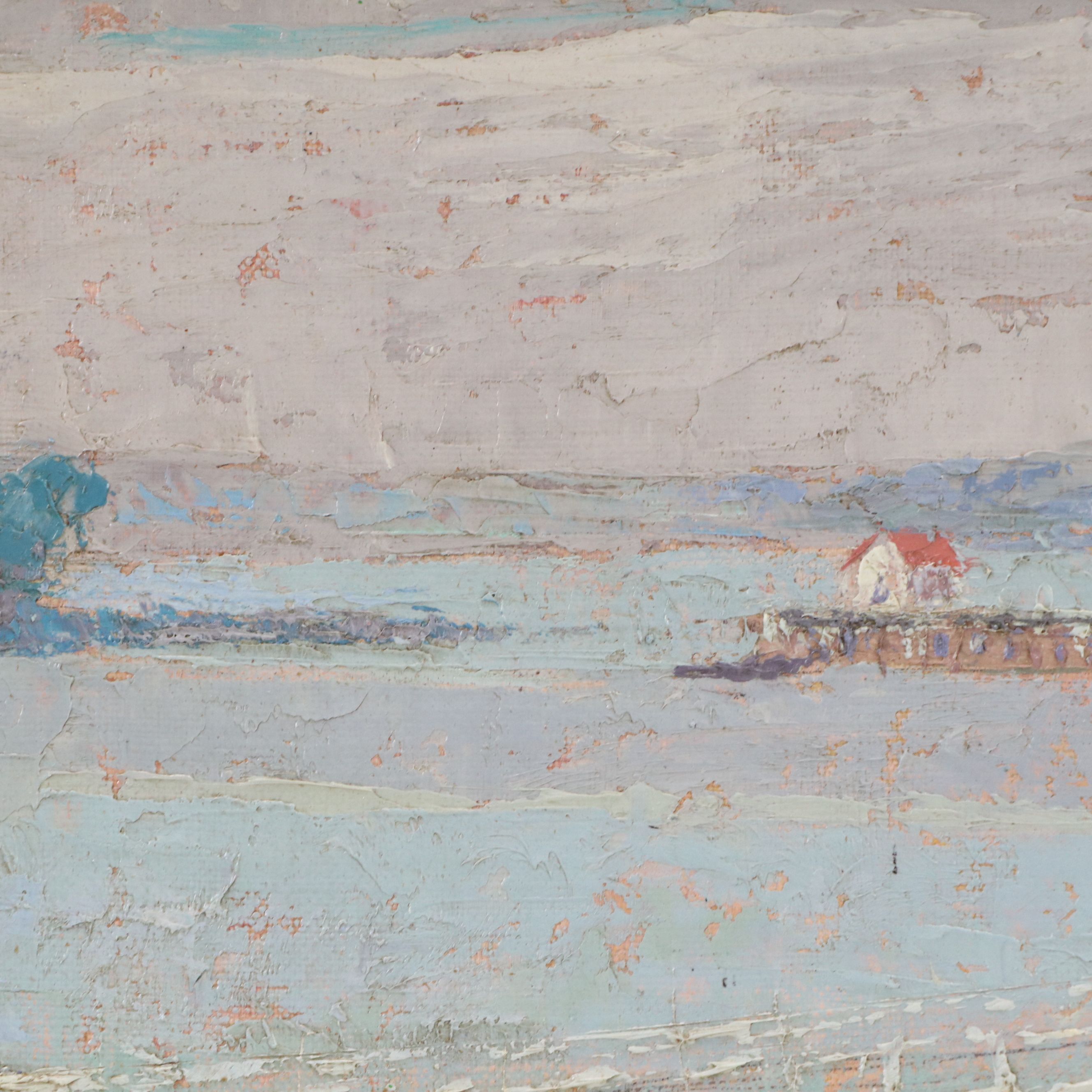 Margaret R. Schauffler Oil Painting of Bay Scene, 1948