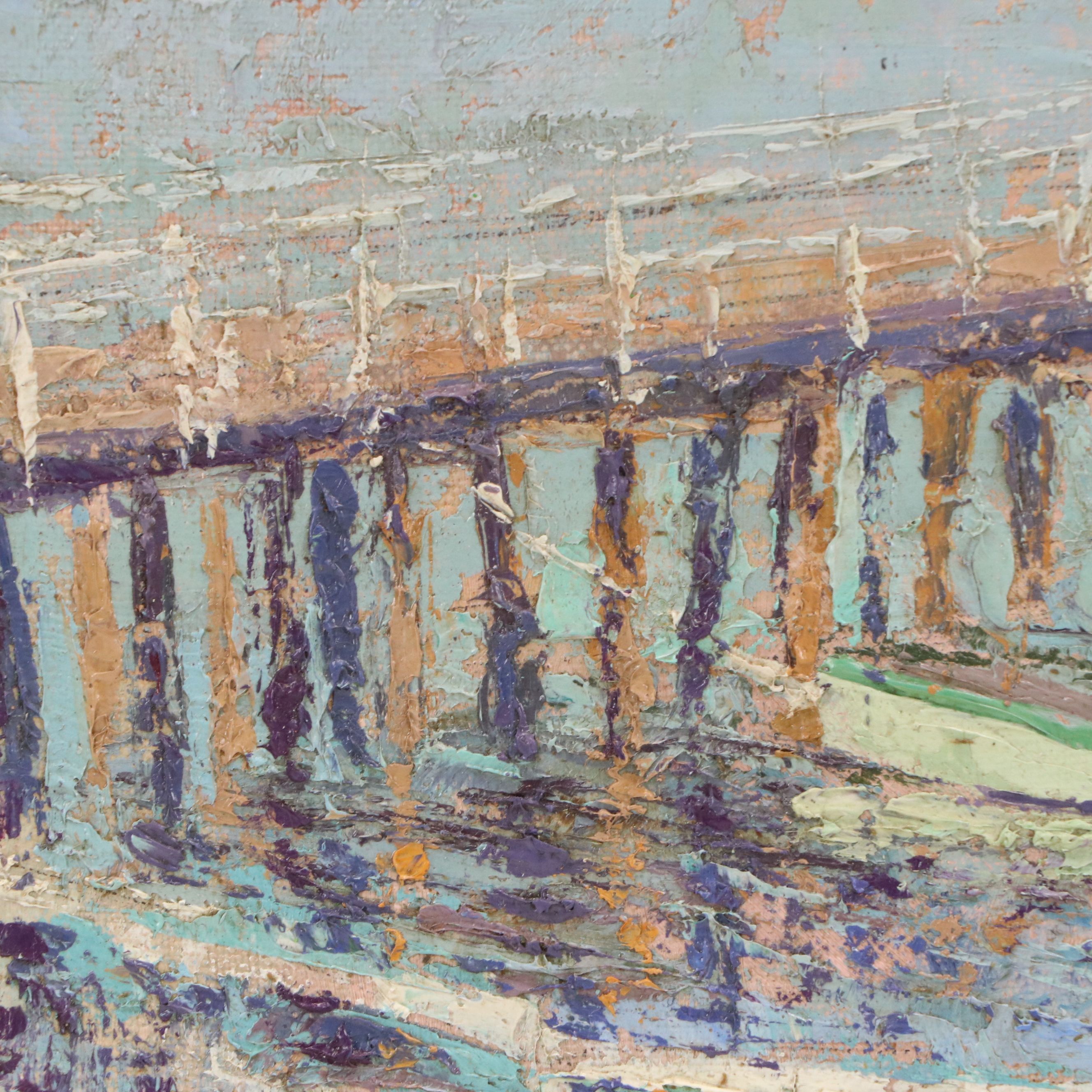 Margaret R. Schauffler Oil Painting of Bay Scene, 1948