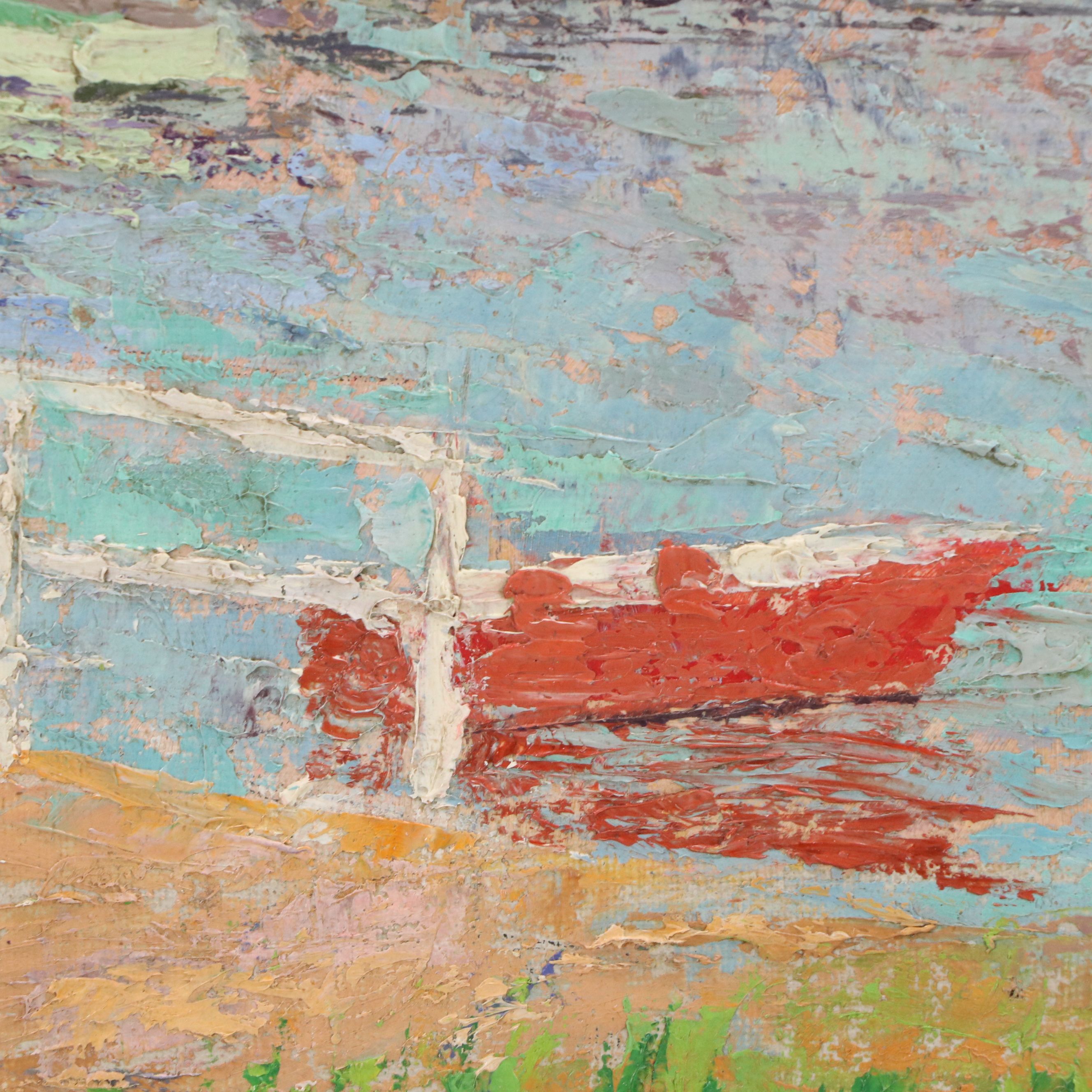 Margaret R. Schauffler Oil Painting of Bay Scene, 1948