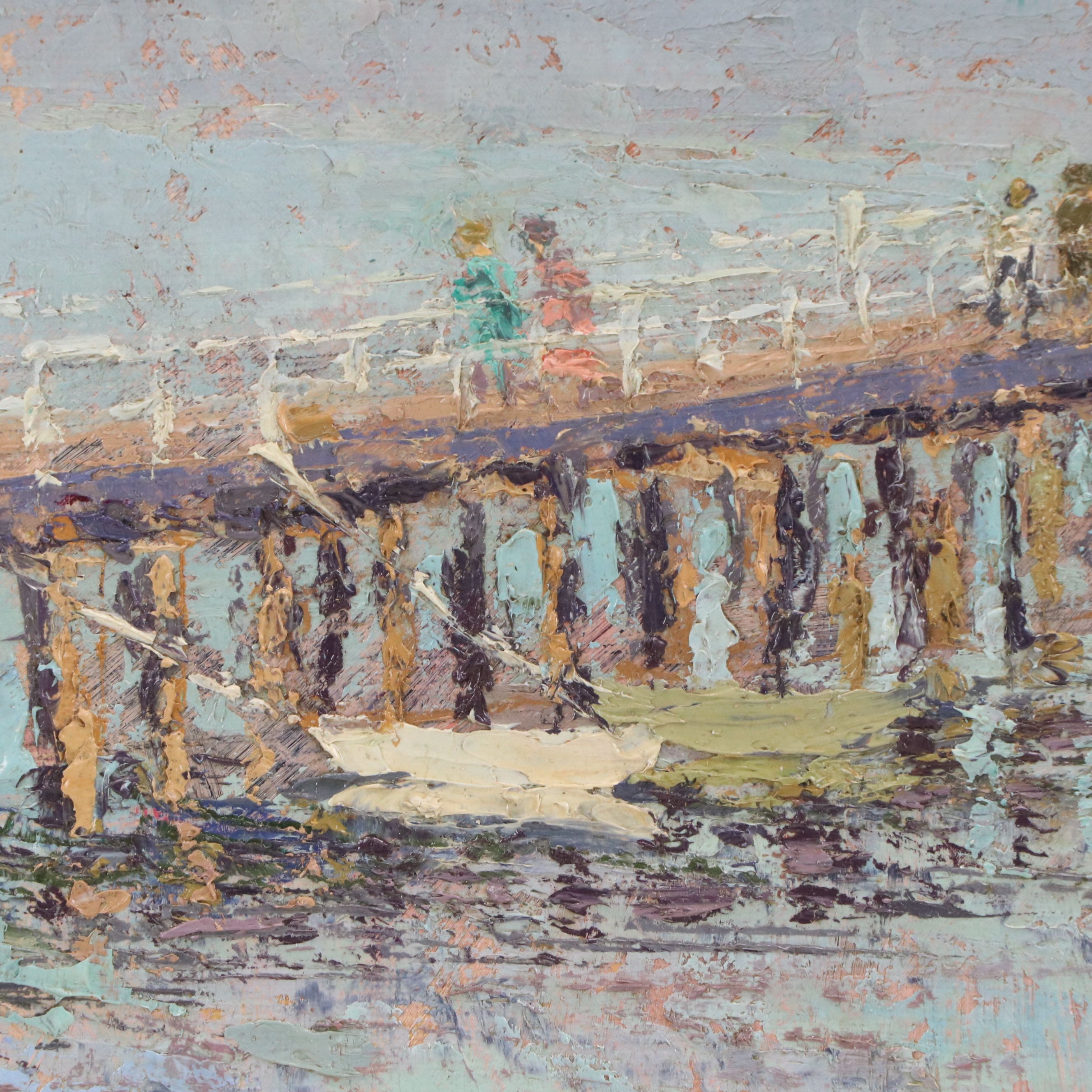 Margaret R. Schauffler Oil Painting of Bay Scene, 1948