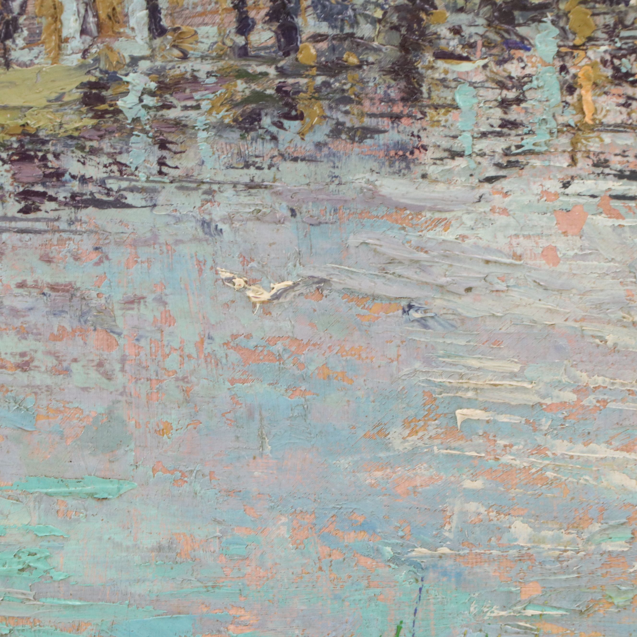 Margaret R. Schauffler Oil Painting of Bay Scene, 1948