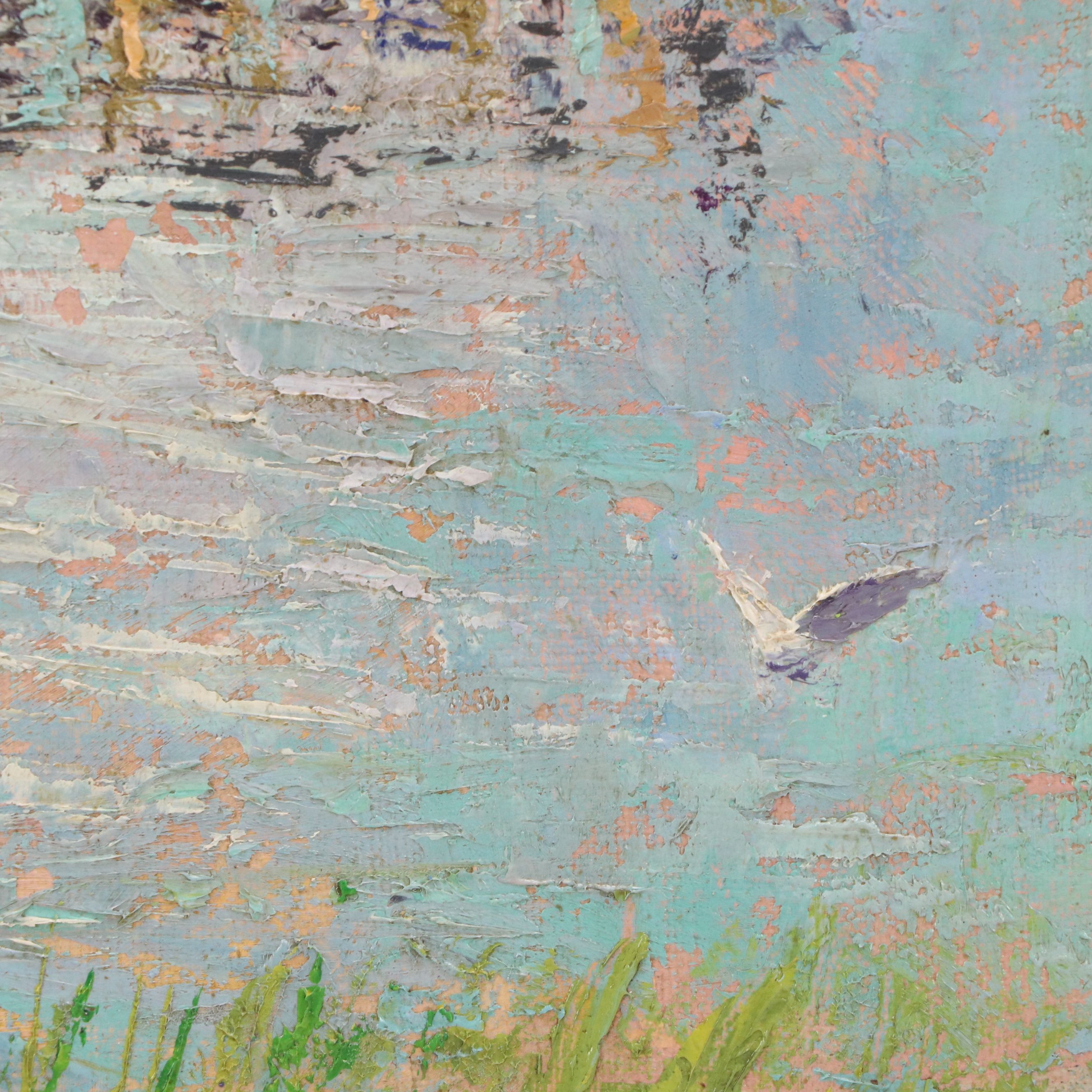 Margaret R. Schauffler Oil Painting of Bay Scene, 1948