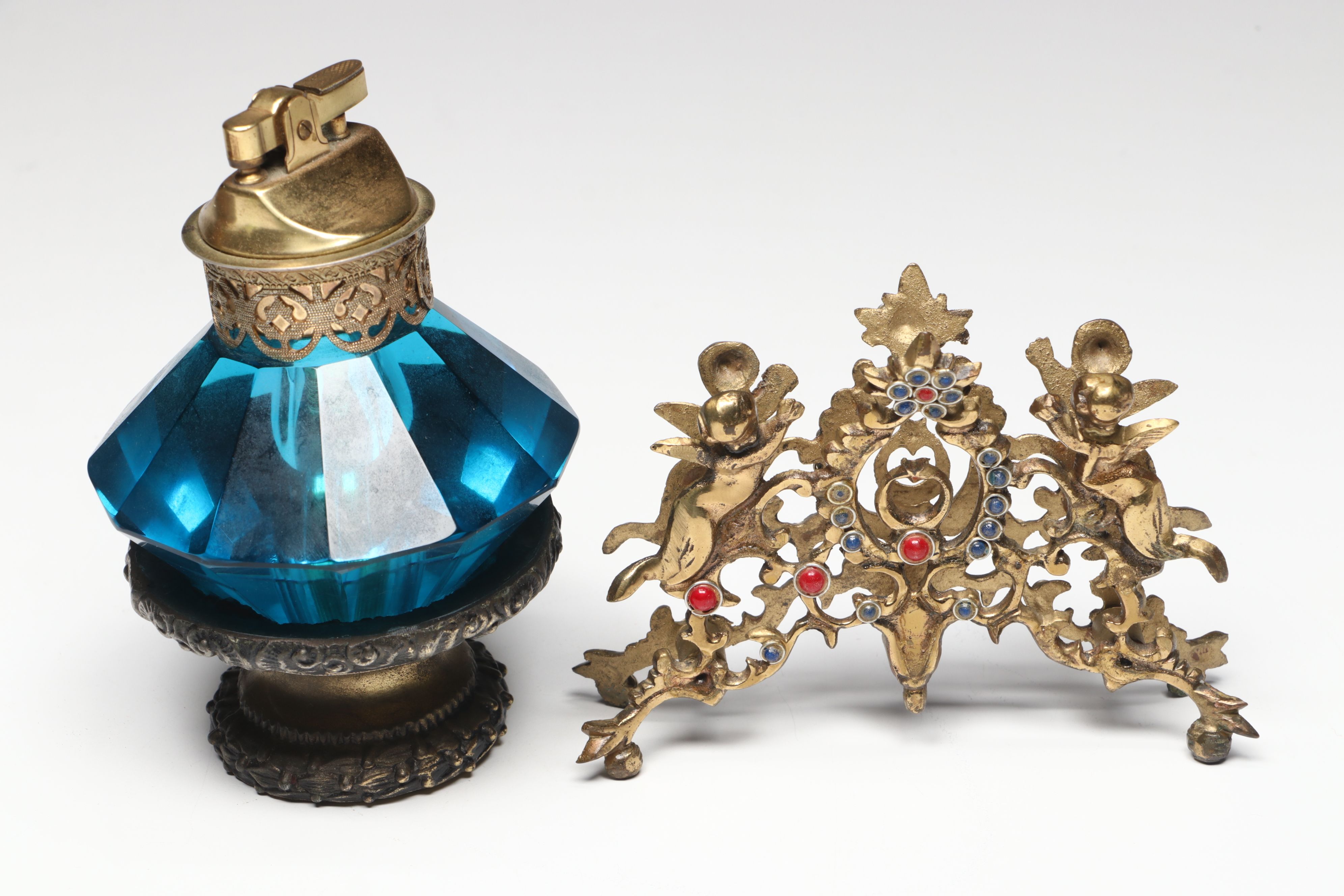 Vintage Candlestick Style Telephone with Brass Eagle Wall Hanging and More