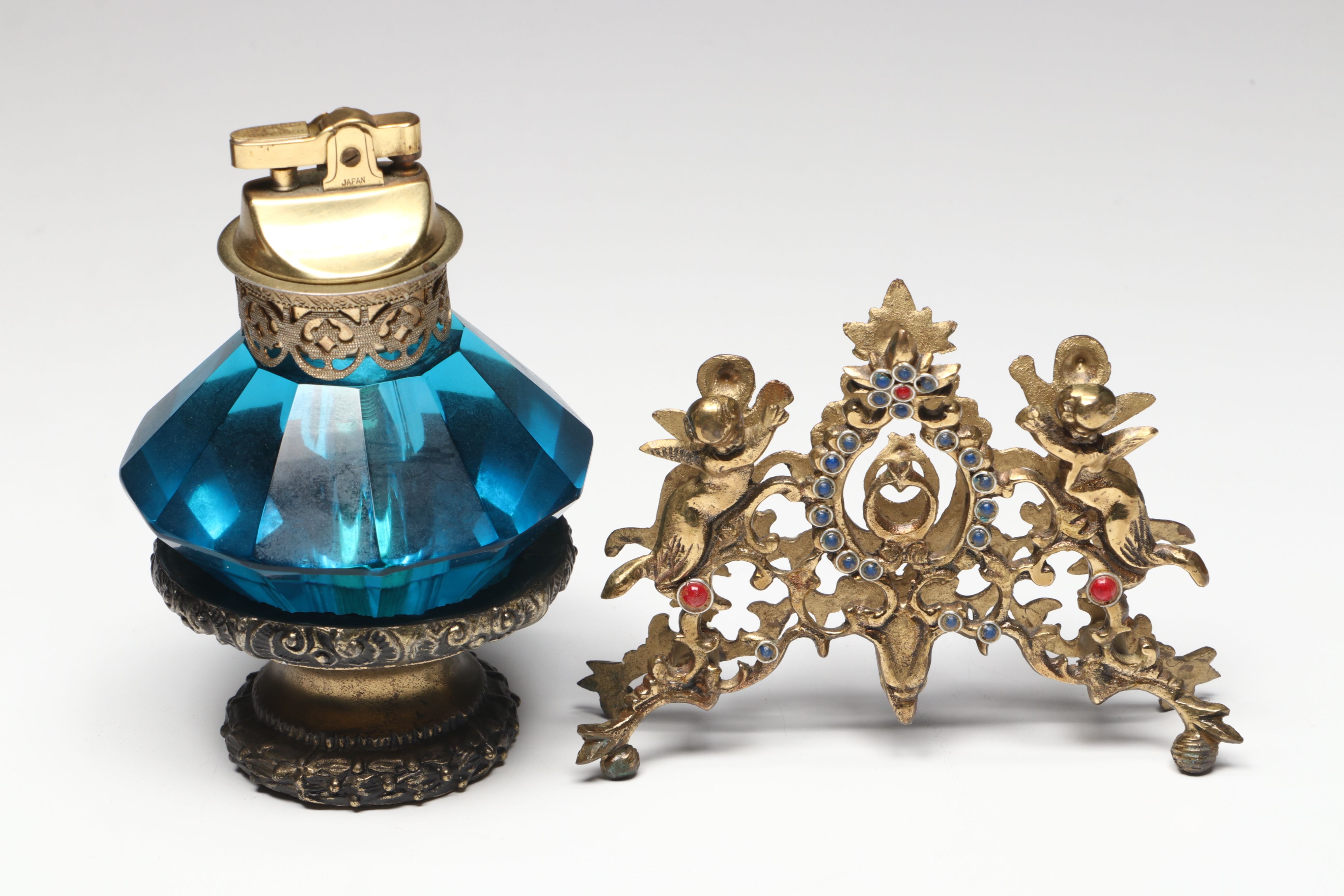 Vintage Candlestick Style Telephone with Brass Eagle Wall Hanging and More