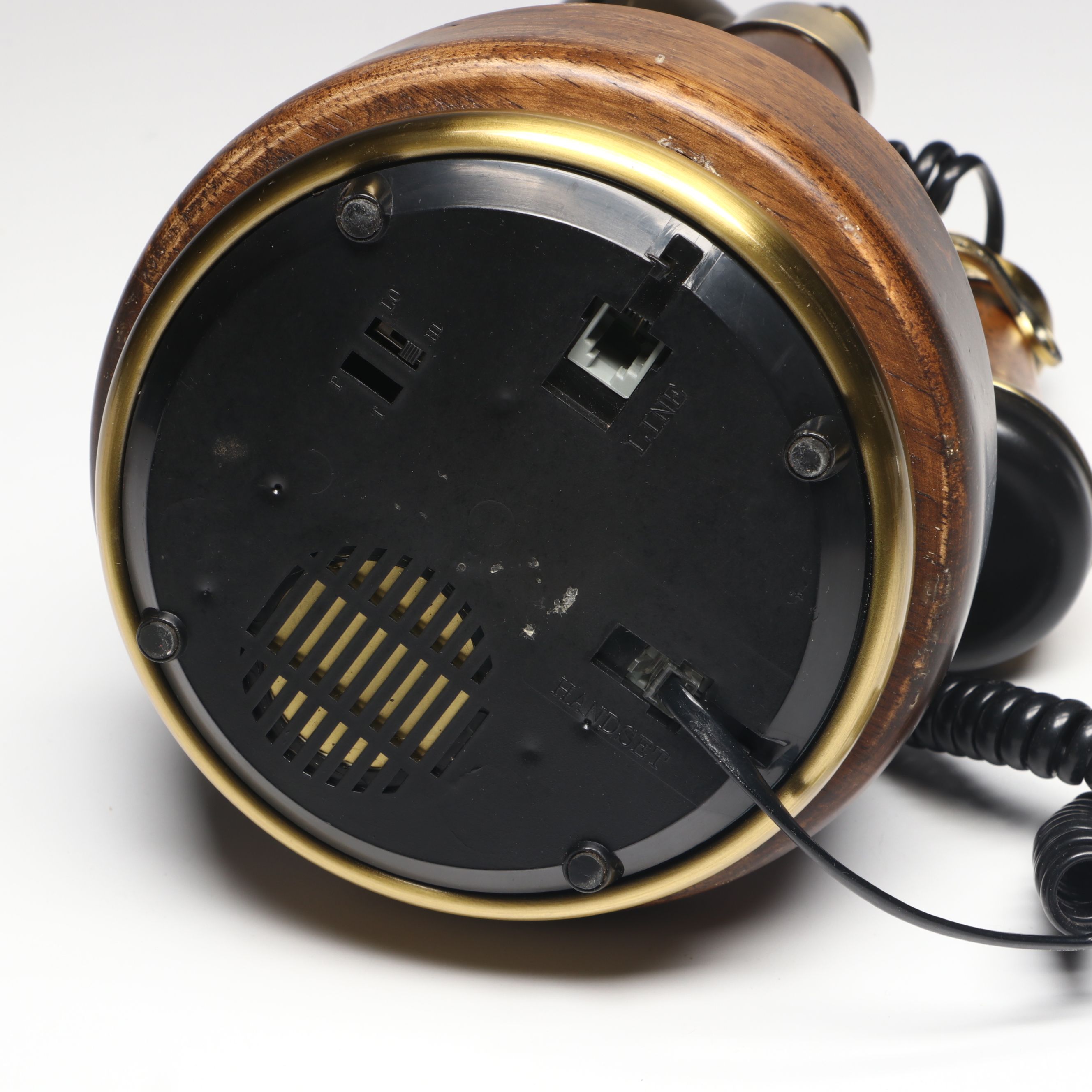 Vintage Candlestick Style Telephone with Brass Eagle Wall Hanging and More