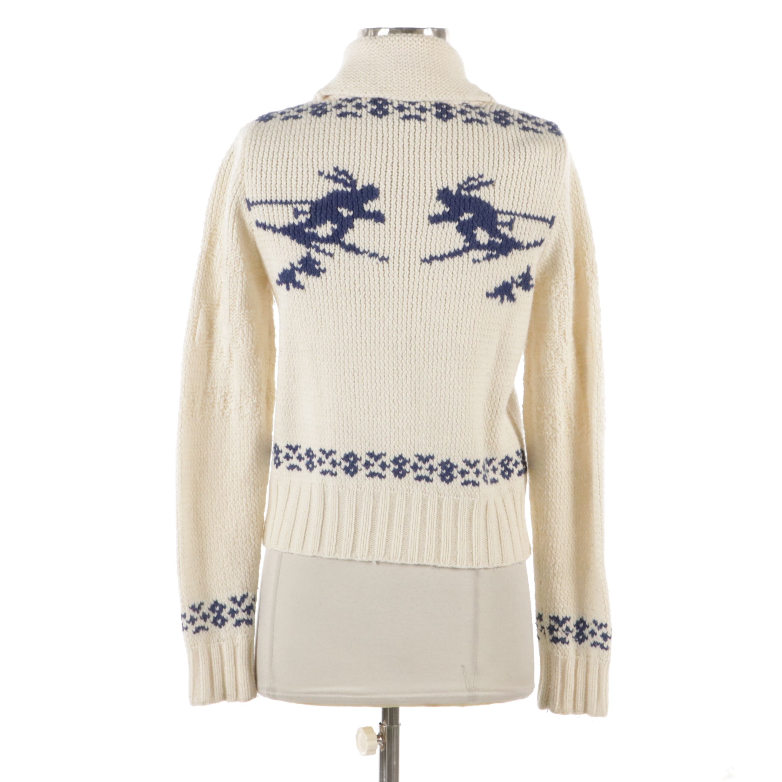 Polo Jeans Wool and Rabbit Fur Blend Nordic Style Zipper Front Jacket