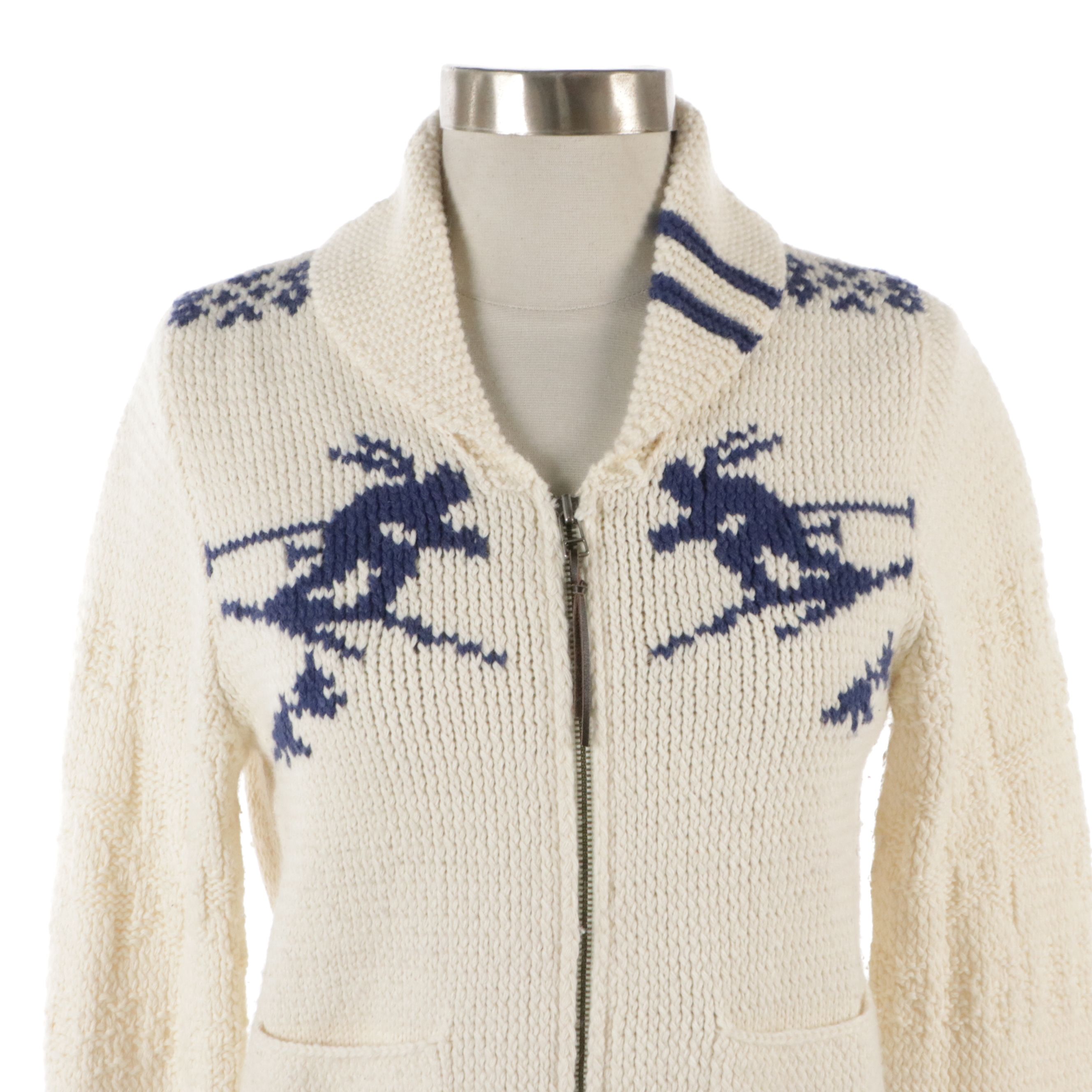 Polo Jeans Wool and Rabbit Fur Blend Nordic Style Zipper Front Jacket