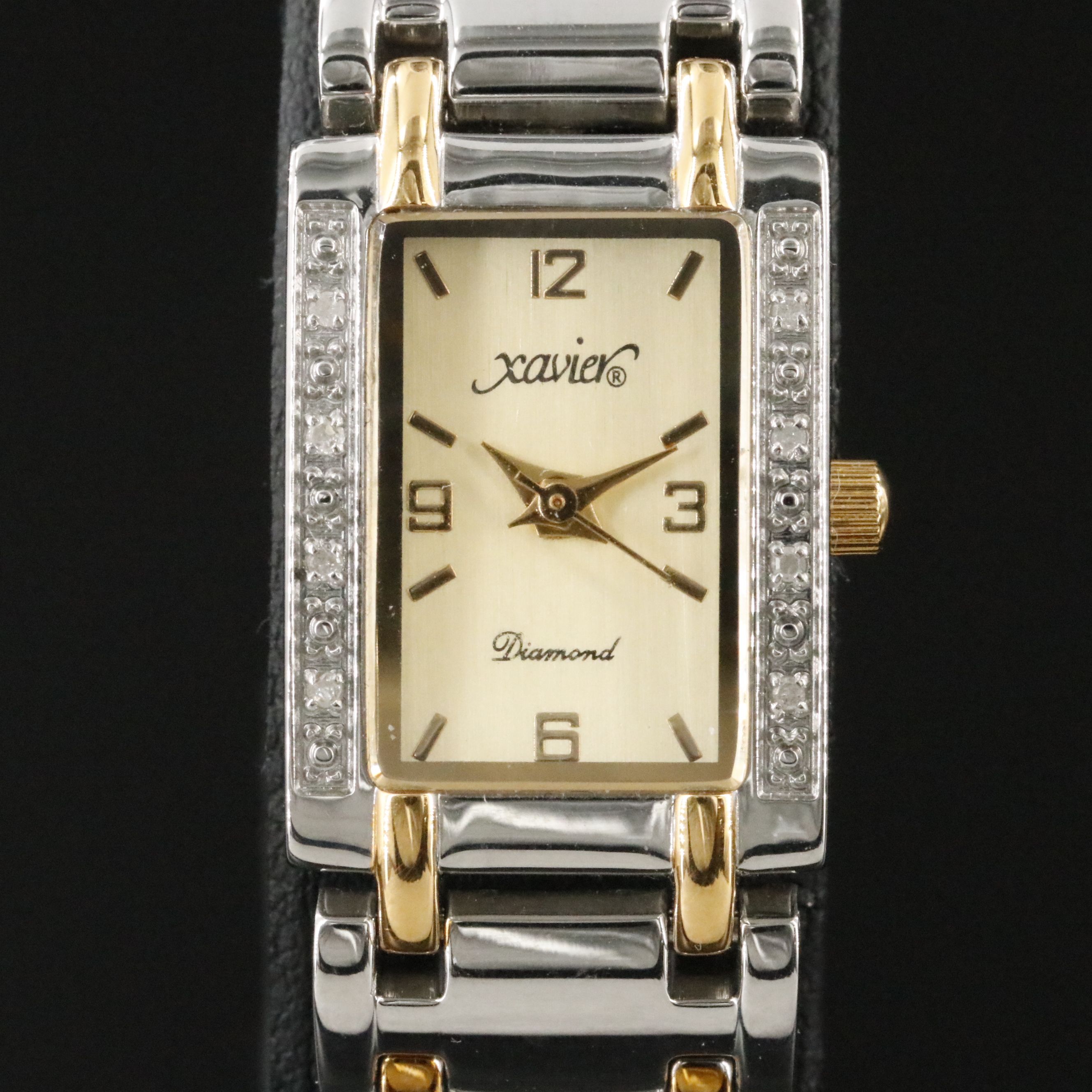 Xavier Diamond Two Tone Quartz Dress Watch with Diamond Accents