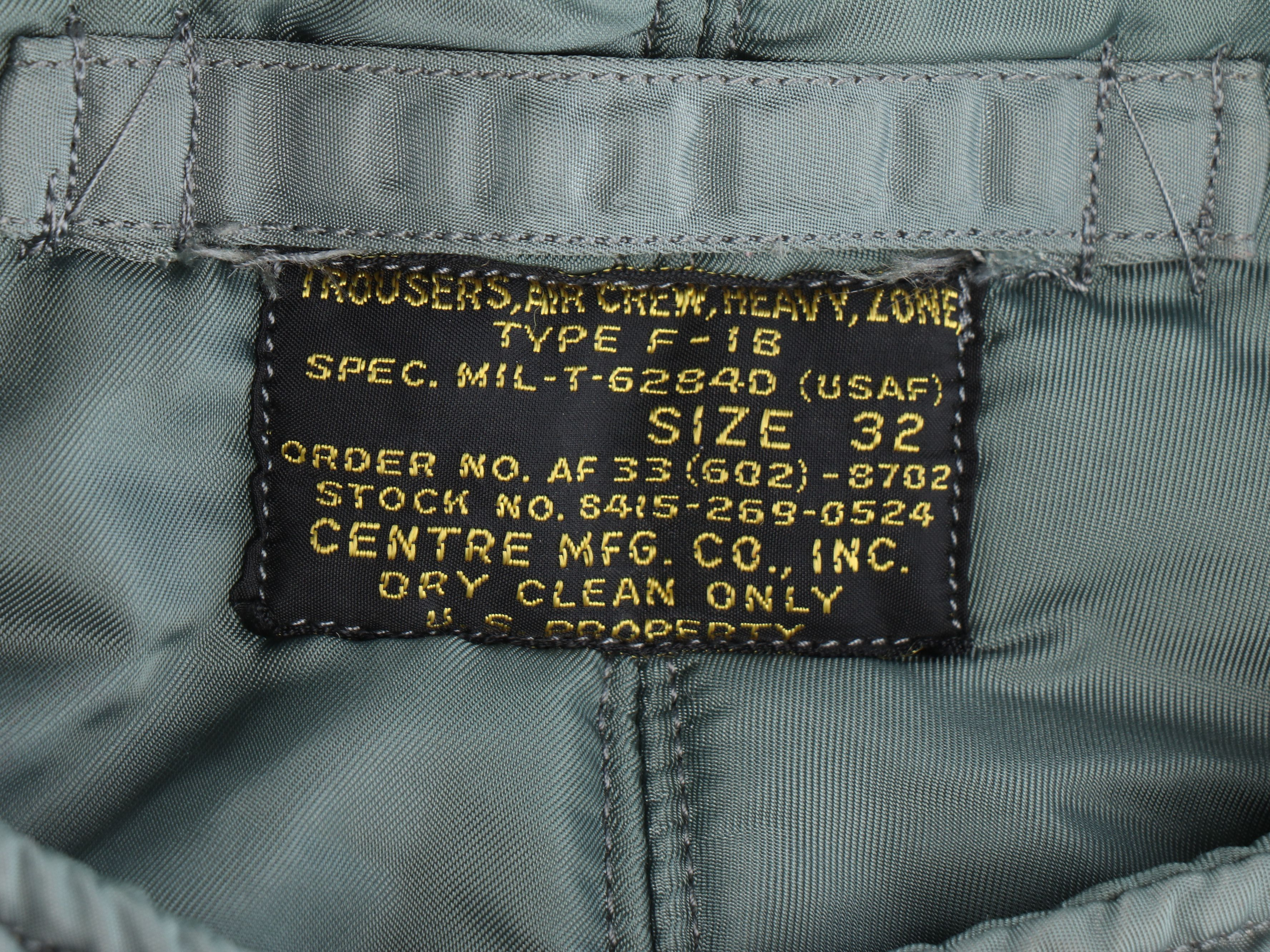Vietnam War Era U.S. Air Force Type F-18 Air Crew Heavy Trousers, Size 32