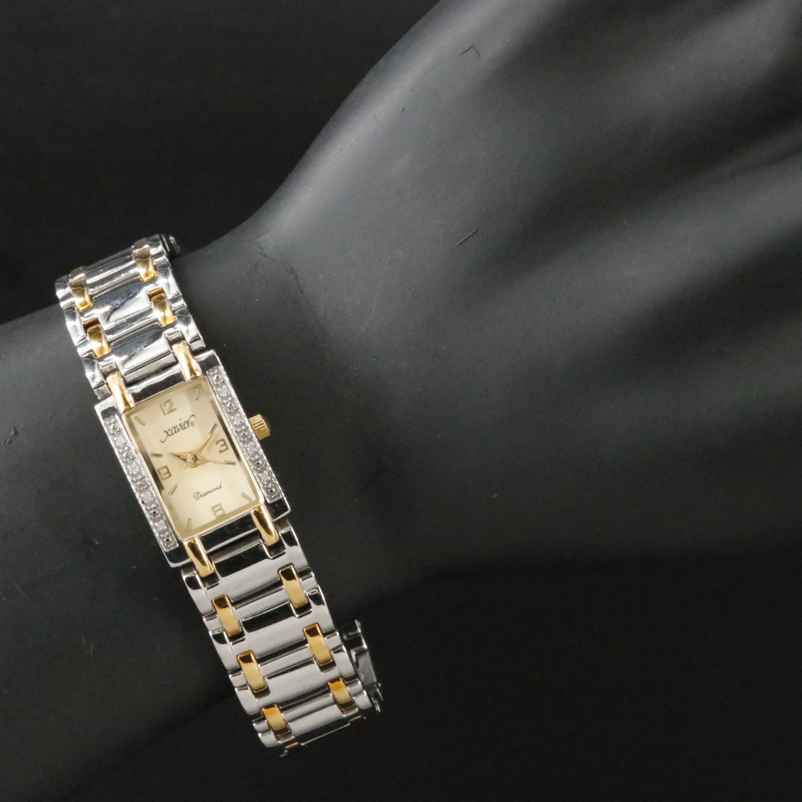 Xavier Diamond Two Tone Quartz Dress Watch with Diamond Accents