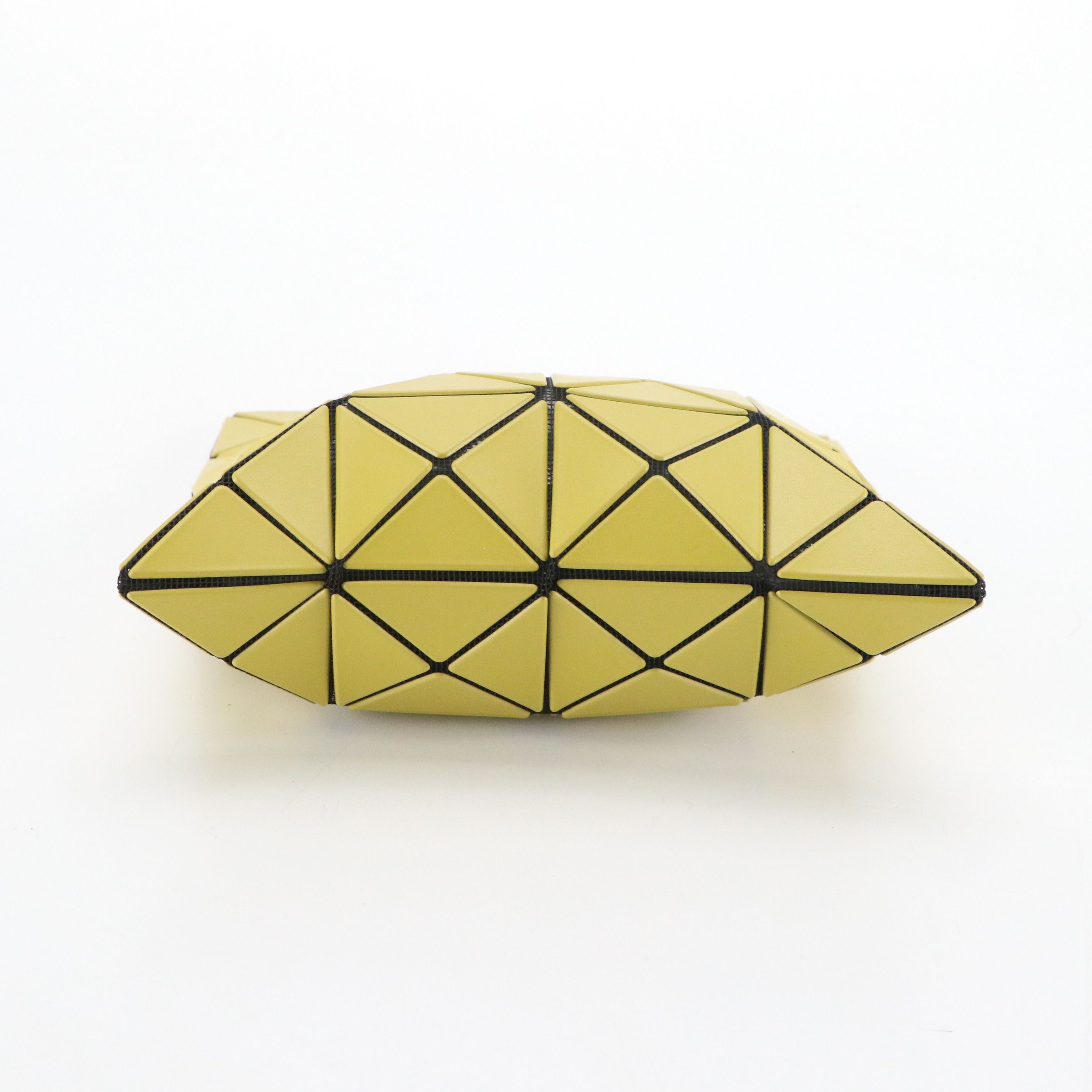 BAO BAO Issey Miyake Bocca Geo Handbag in Matte Chartreuse Leather, With Tag