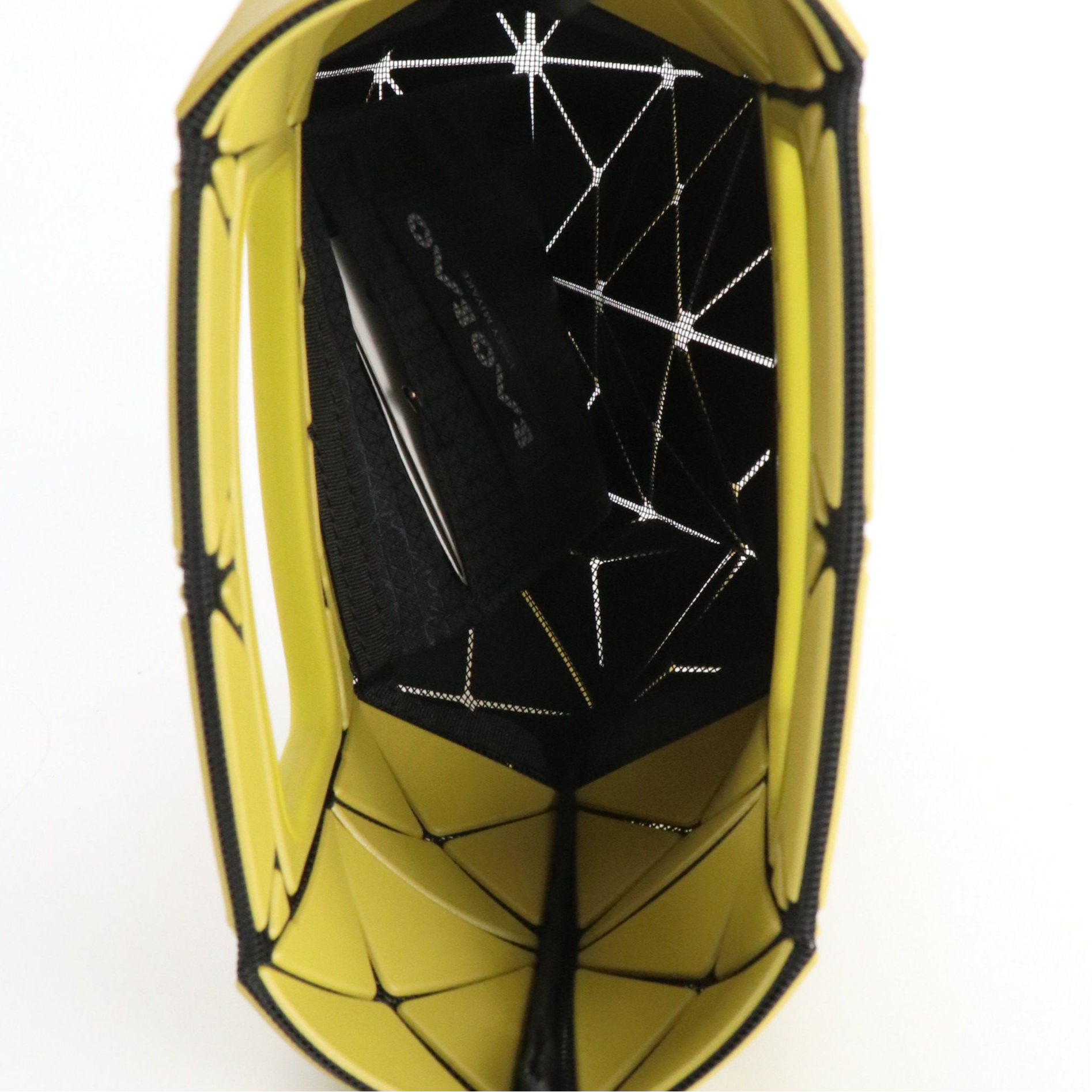 BAO BAO Issey Miyake Bocca Geo Handbag in Matte Chartreuse Leather, With Tag