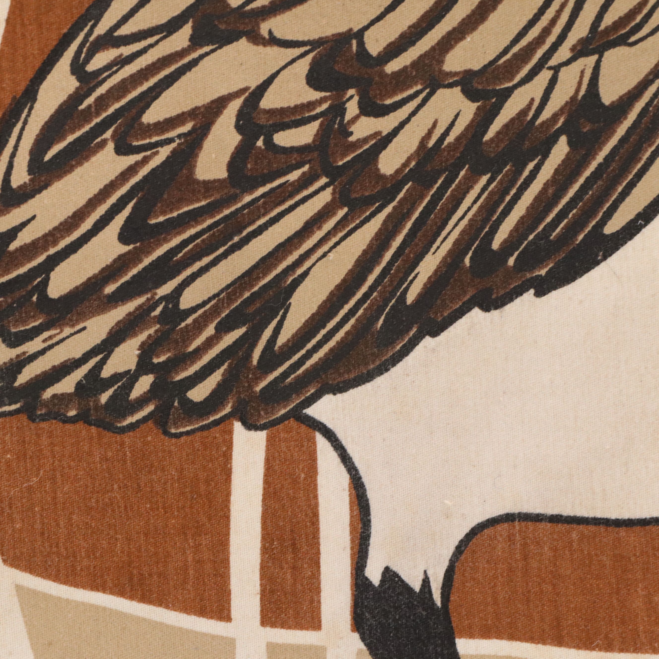 Marüshka Silkscreen Textile of Pelican, 1970s