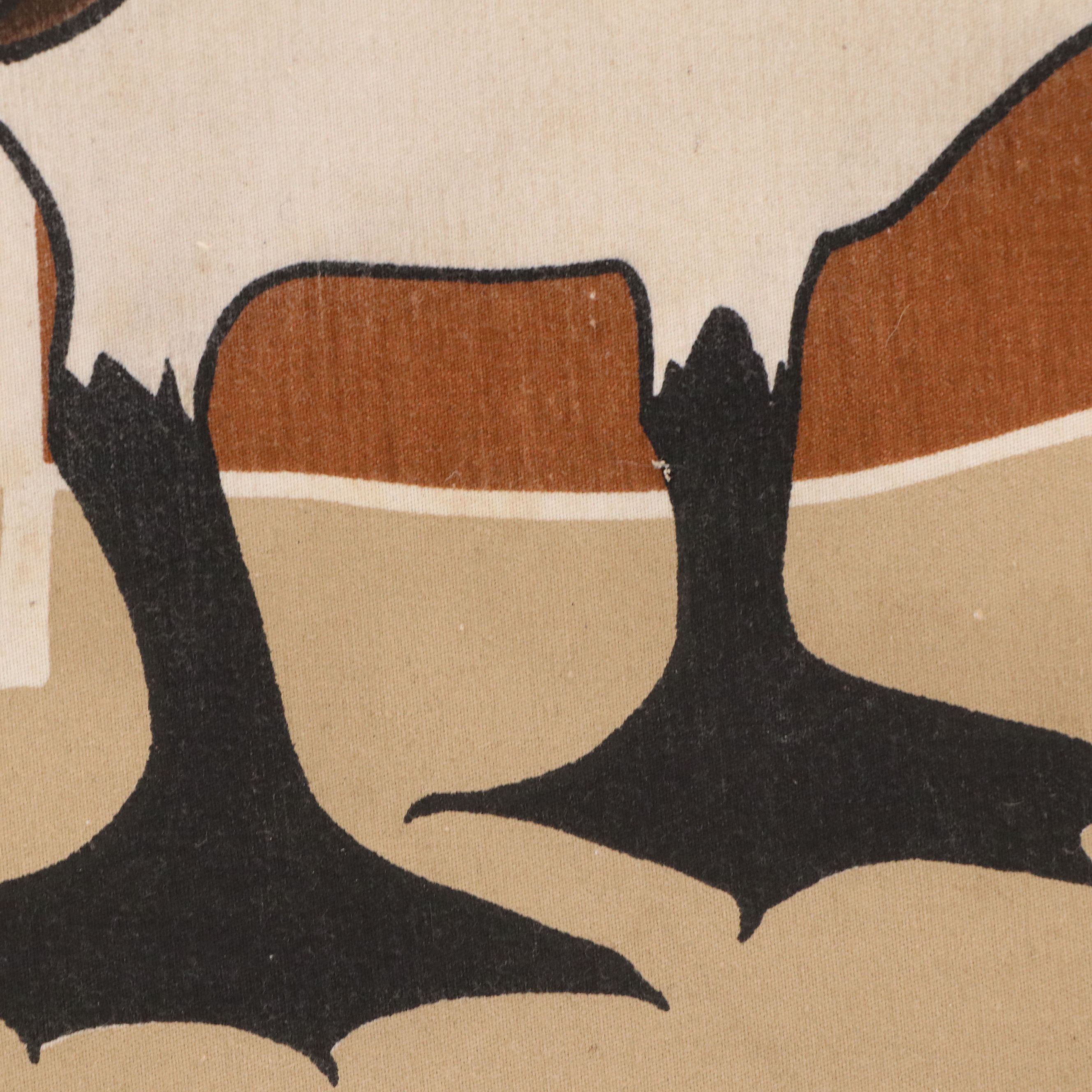 Marüshka Silkscreen Textile of Pelican, 1970s