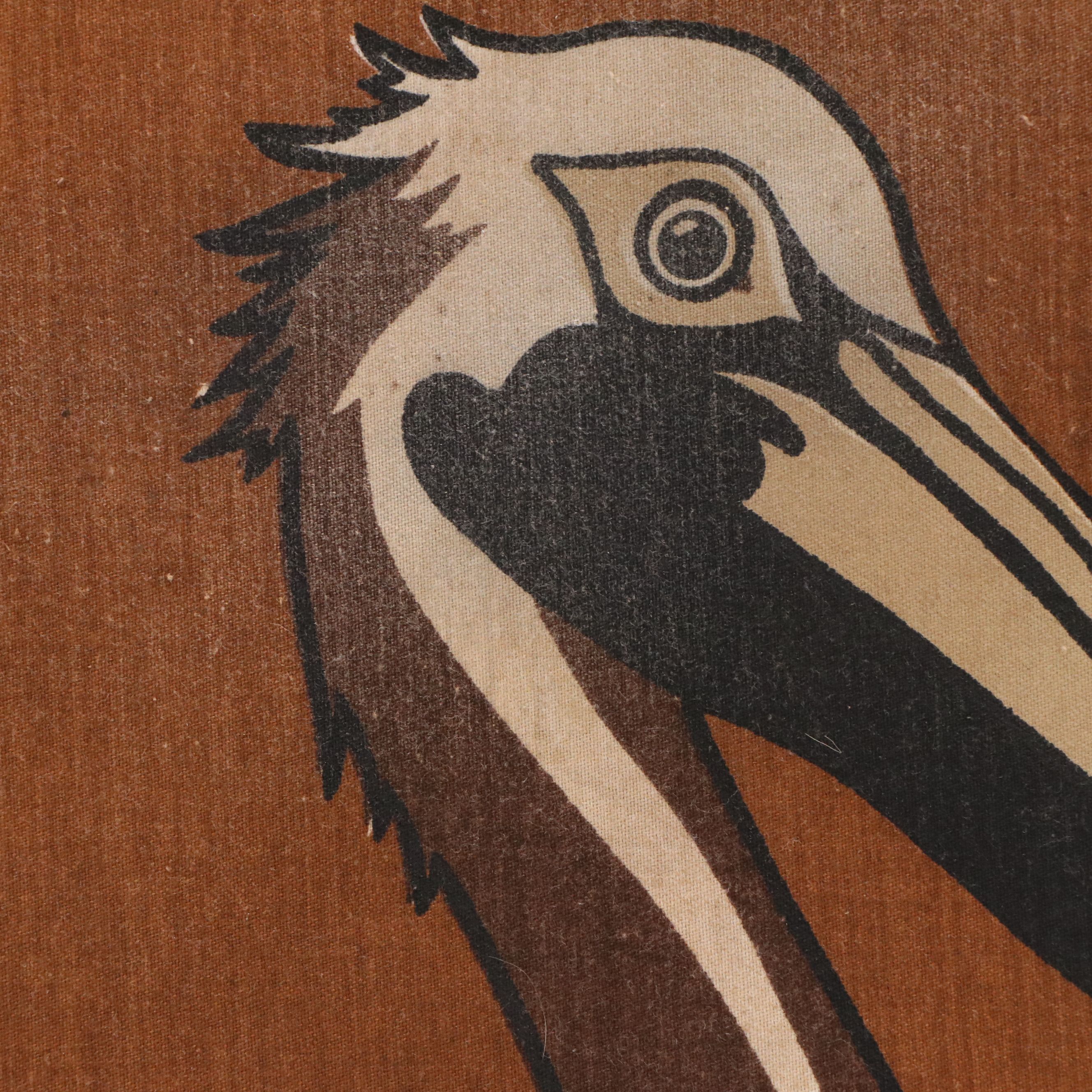 Marüshka Silkscreen Textile of Pelican, 1970s