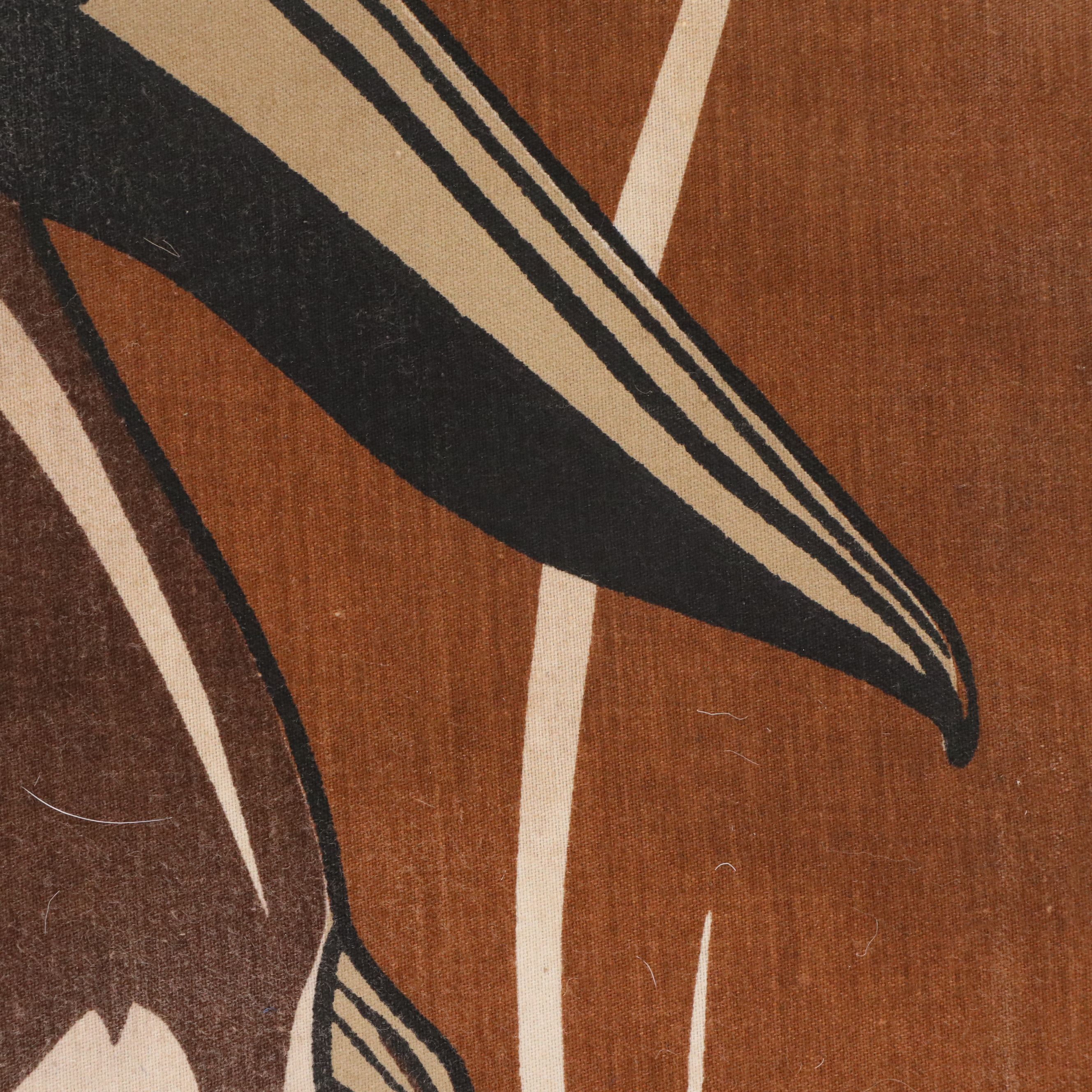 Marüshka Silkscreen Textile of Pelican, 1970s