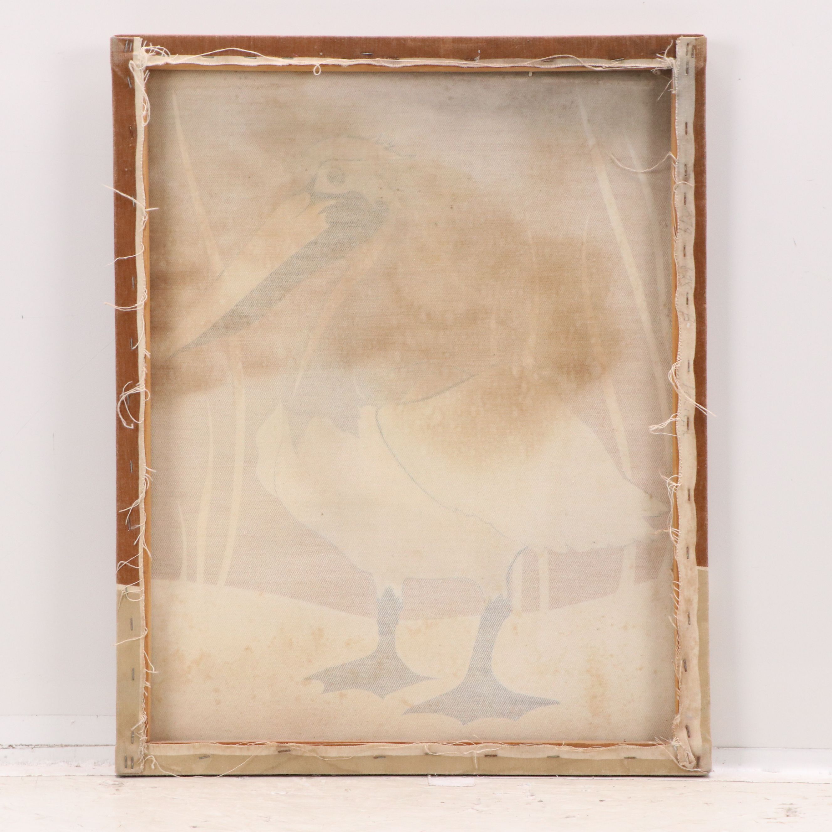 Marüshka Silkscreen Textile of Pelican, 1970s