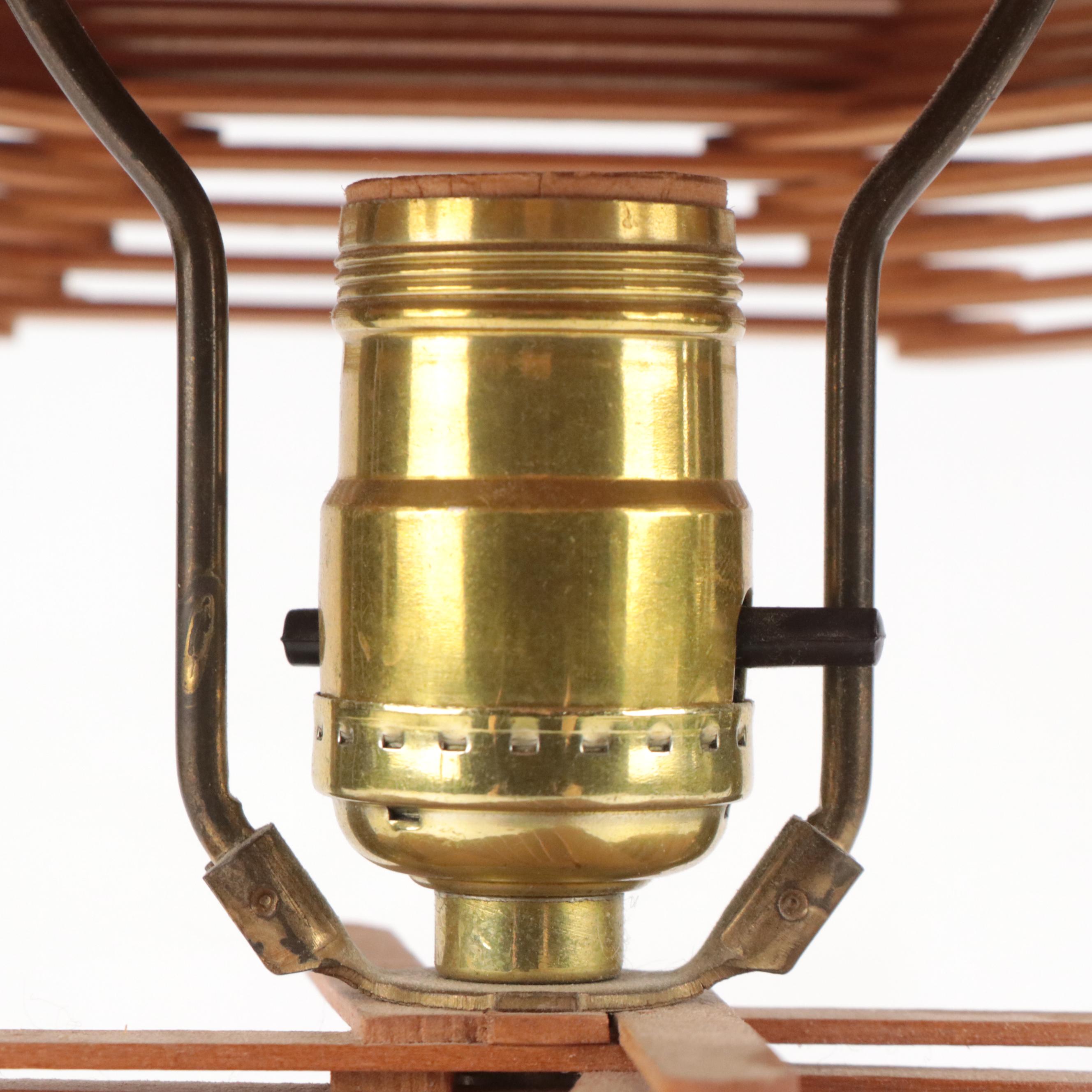 Tramp Art Popsicle Stick Hand-Crafted Table Lamp With Storage Cubbies