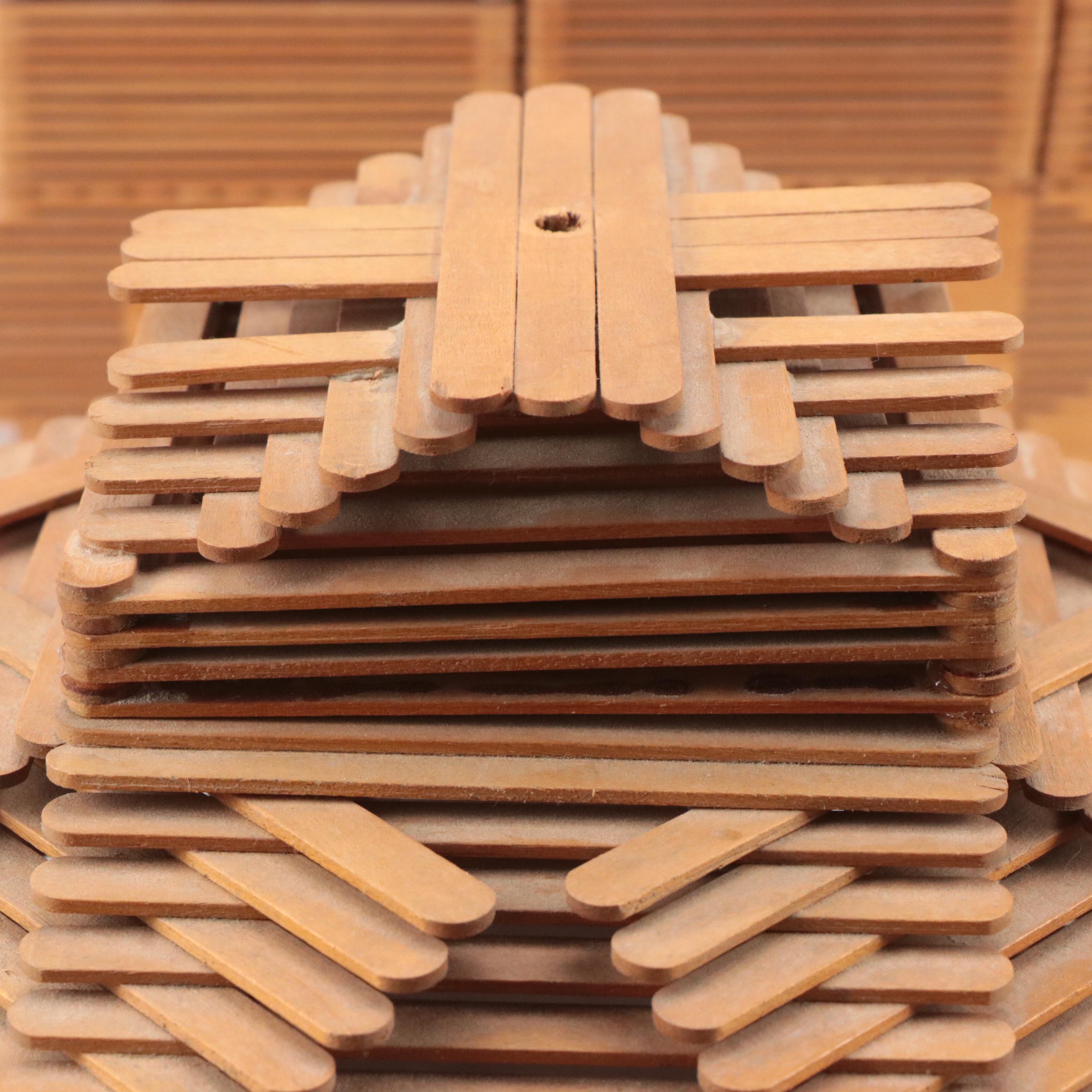 Tramp Art Popsicle Stick Hand-Crafted Table Lamp With Storage Cubbies