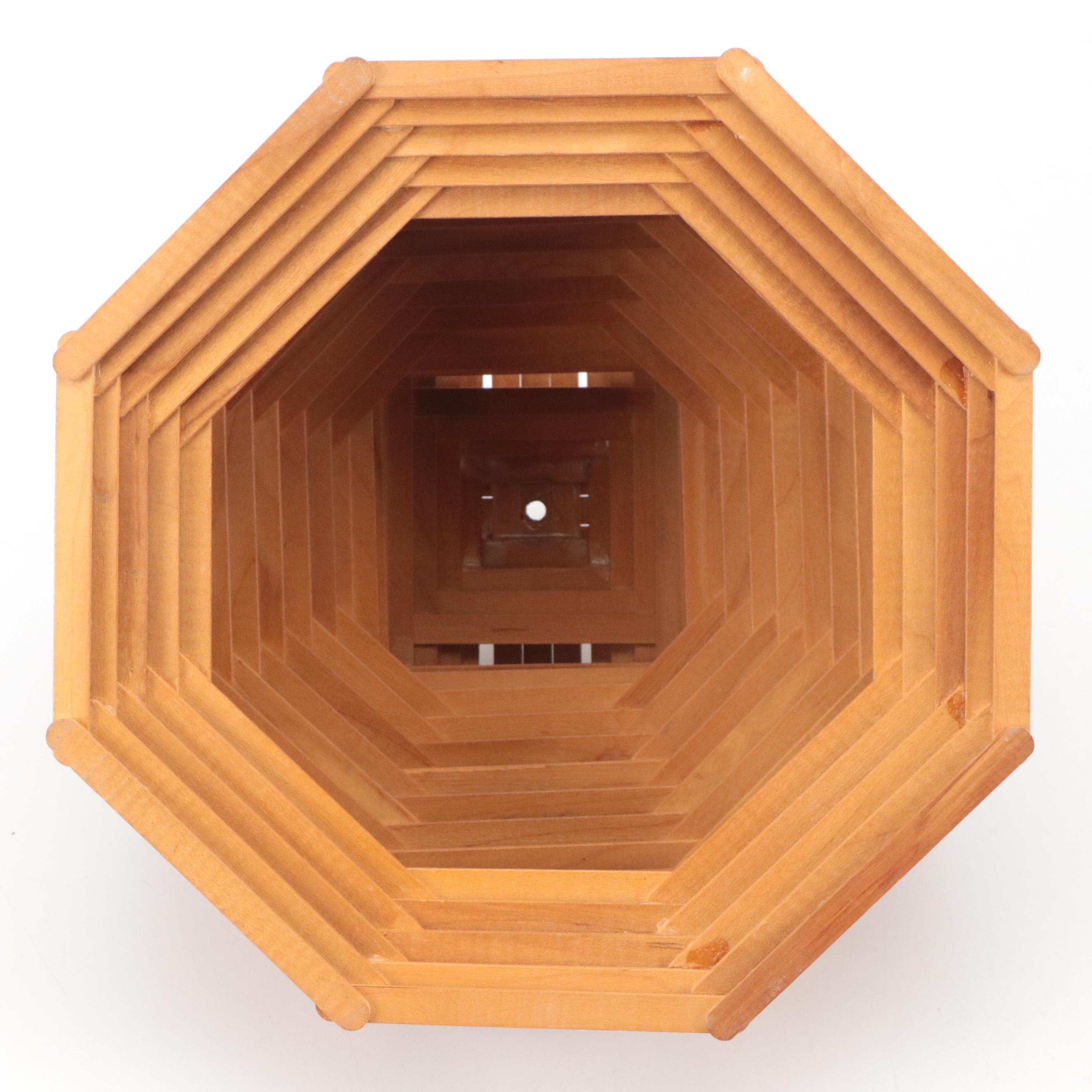 Tramp Art Popsicle Stick Hand-Crafted Table Lamp With Storage Cubbies