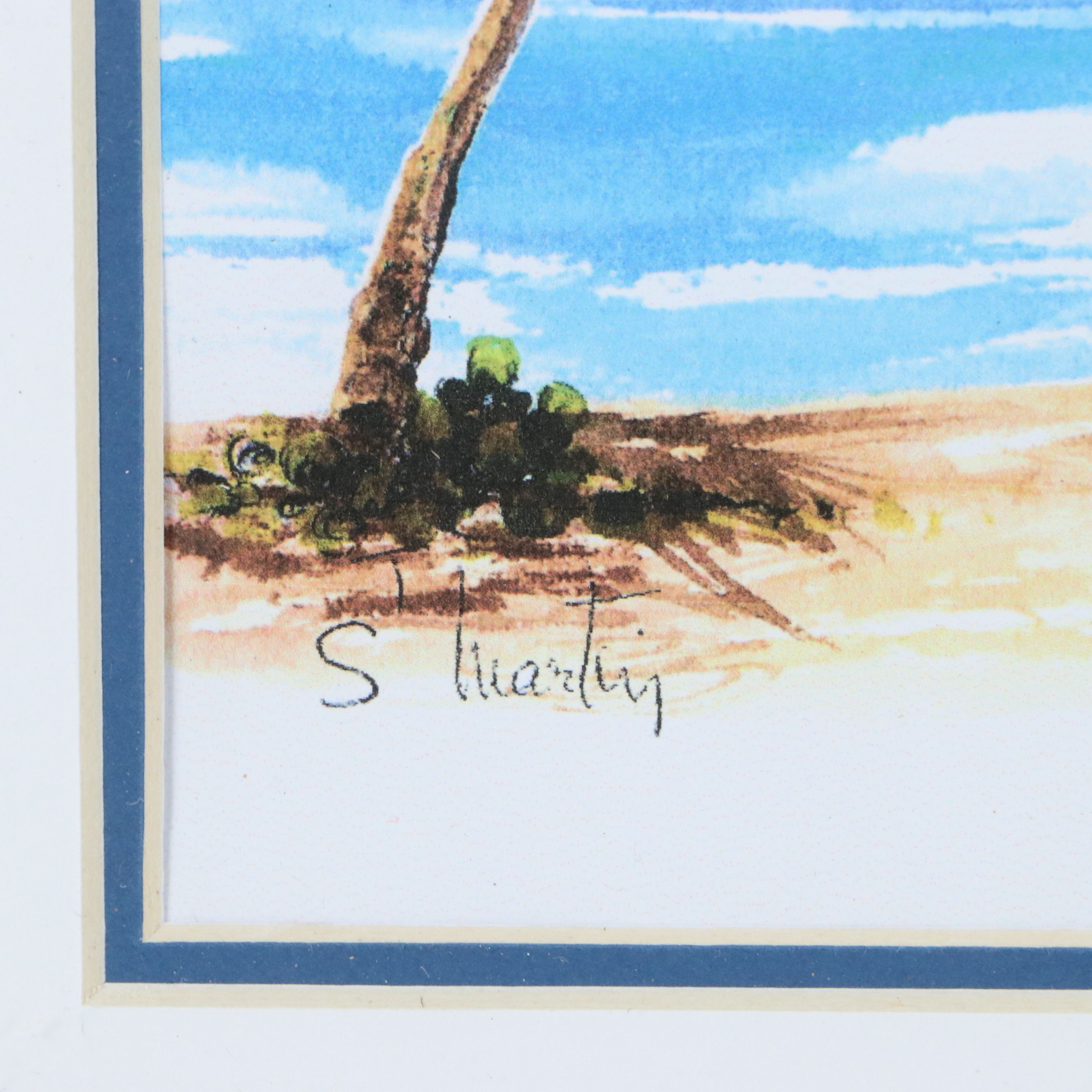 Pair of Mouche Bouvrais Tropical Landscape Giclées of St. Martin, 21st Century