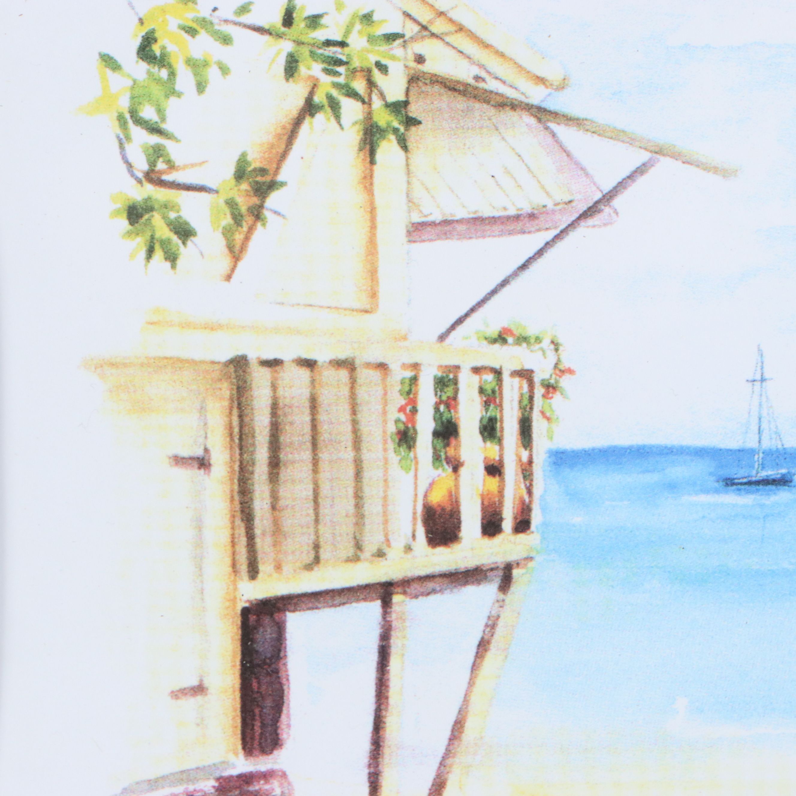 Pair of Mouche Bouvrais Tropical Landscape Giclées of St. Martin, 21st Century