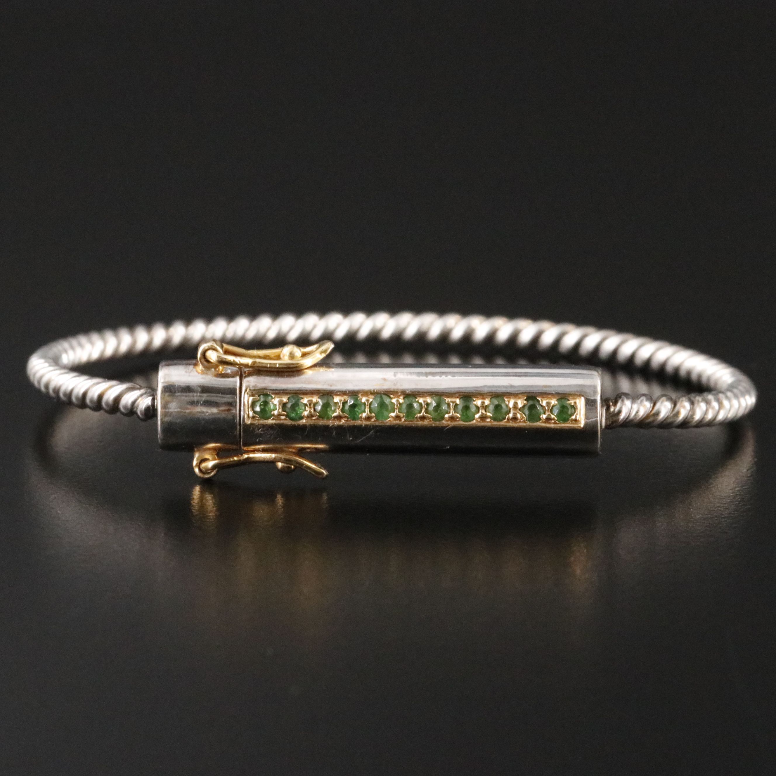 Sterling Tsavorite Barrel Bracelet with 18K Accents