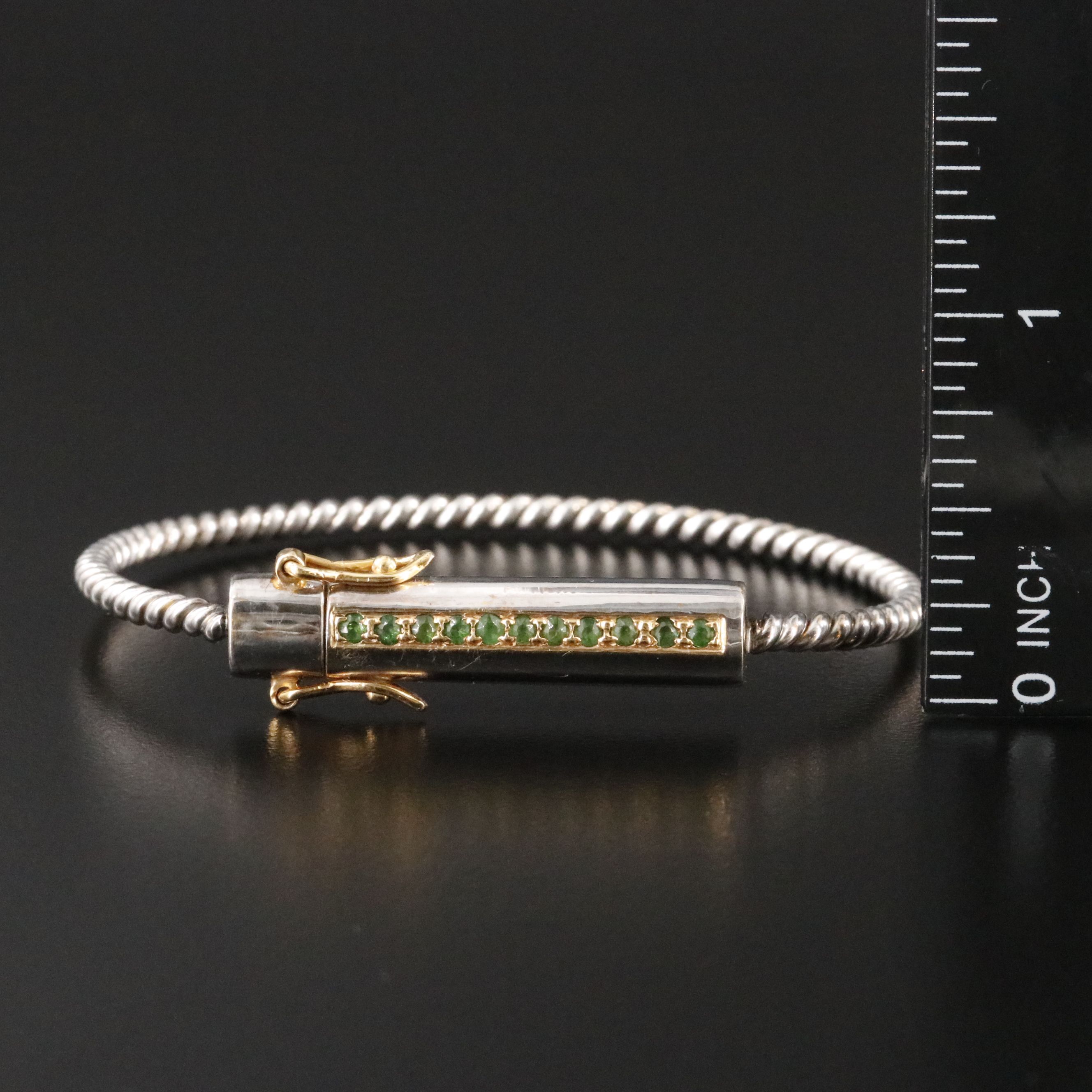 Sterling Tsavorite Barrel Bracelet with 18K Accents