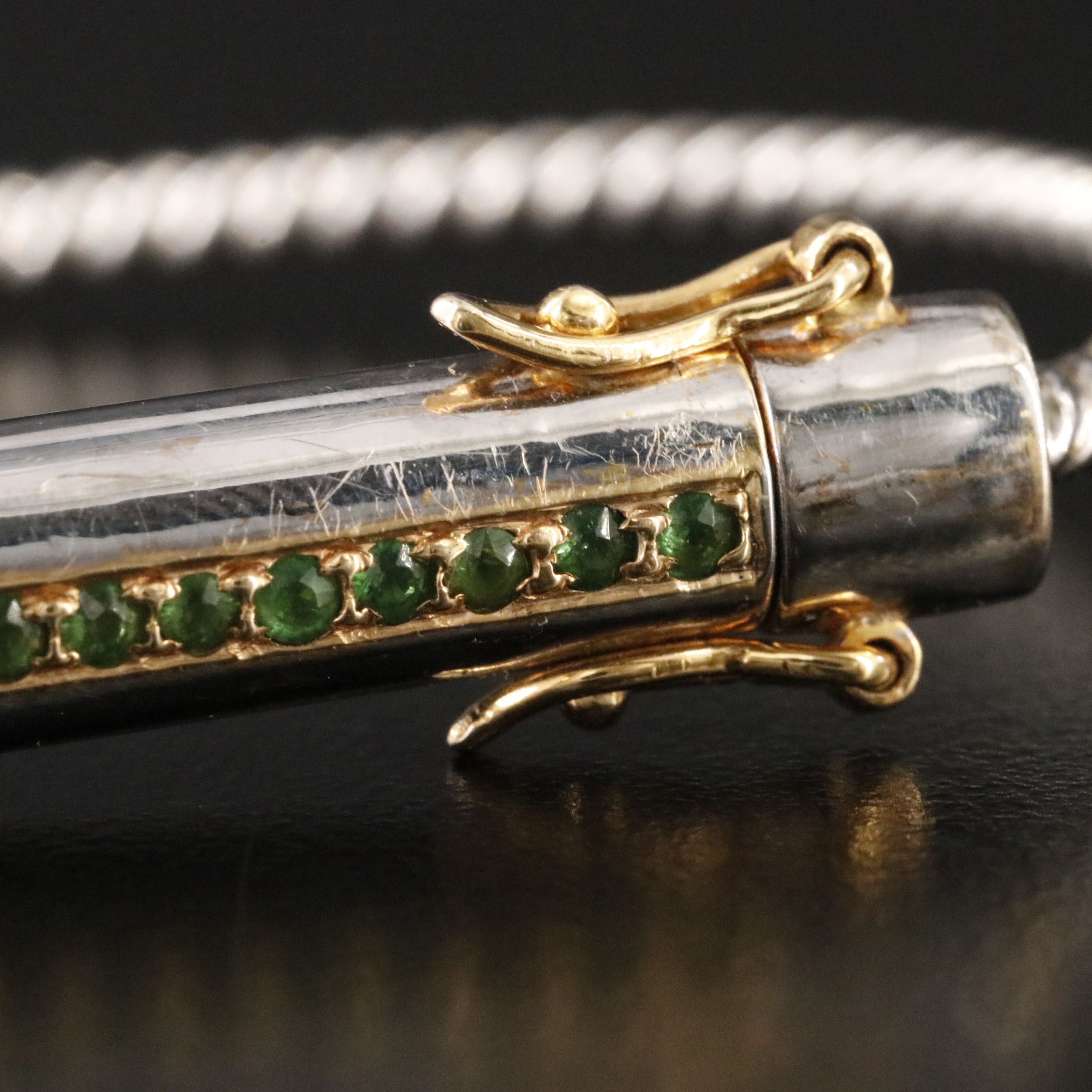 Sterling Tsavorite Barrel Bracelet with 18K Accents