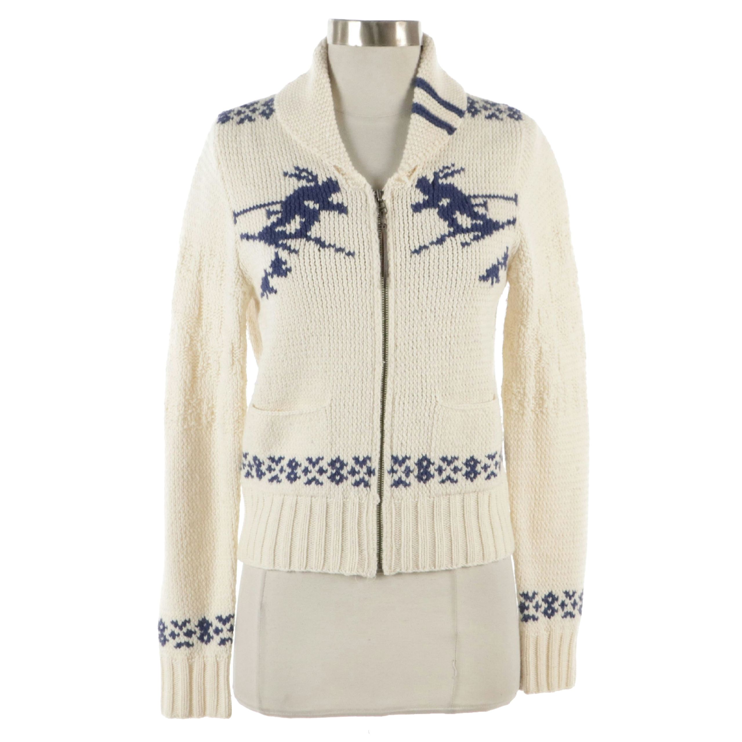 Polo Jeans Wool and Rabbit Fur Blend Nordic Style Zipper Front Jacket