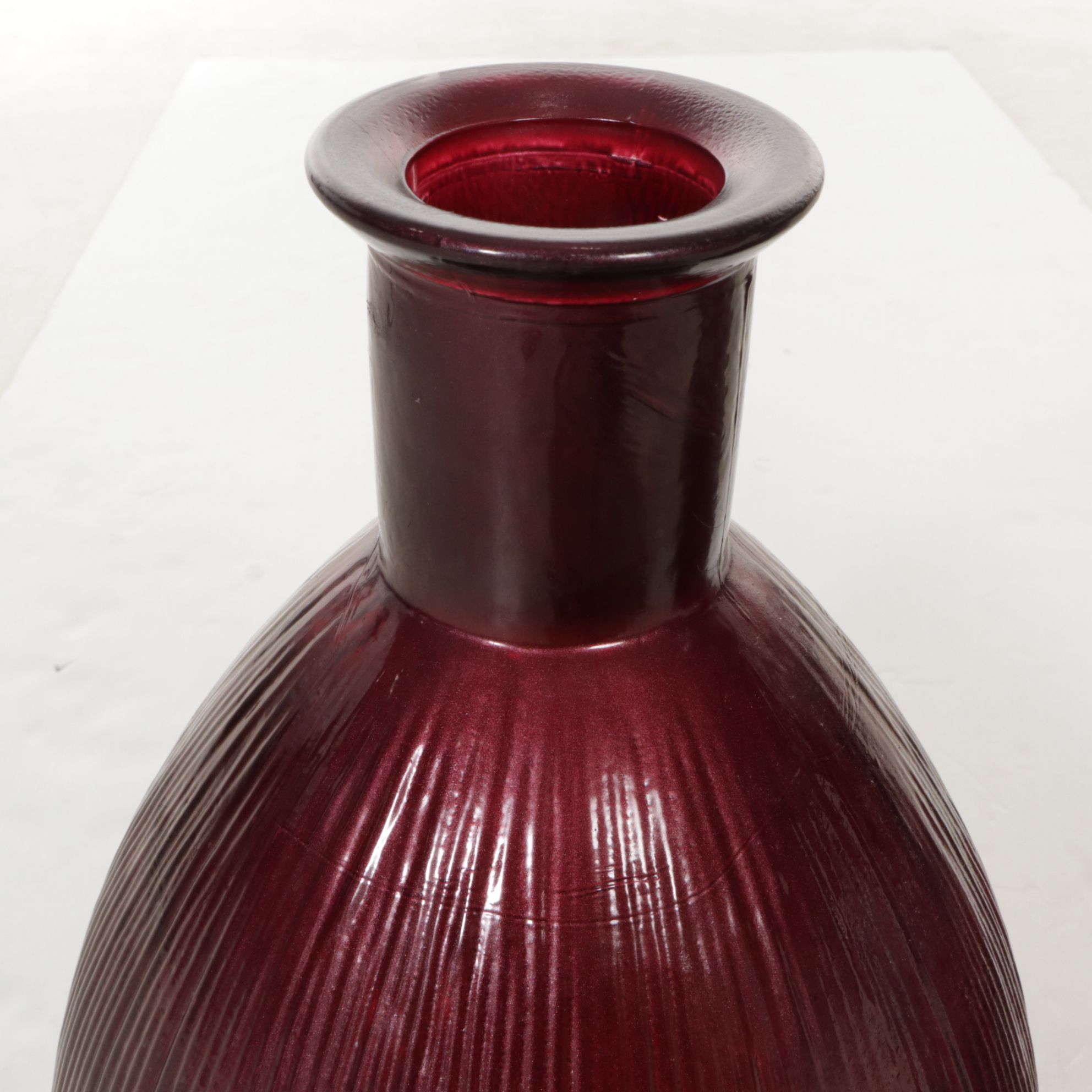 Amethyst Ribbed Glass Floor Vases