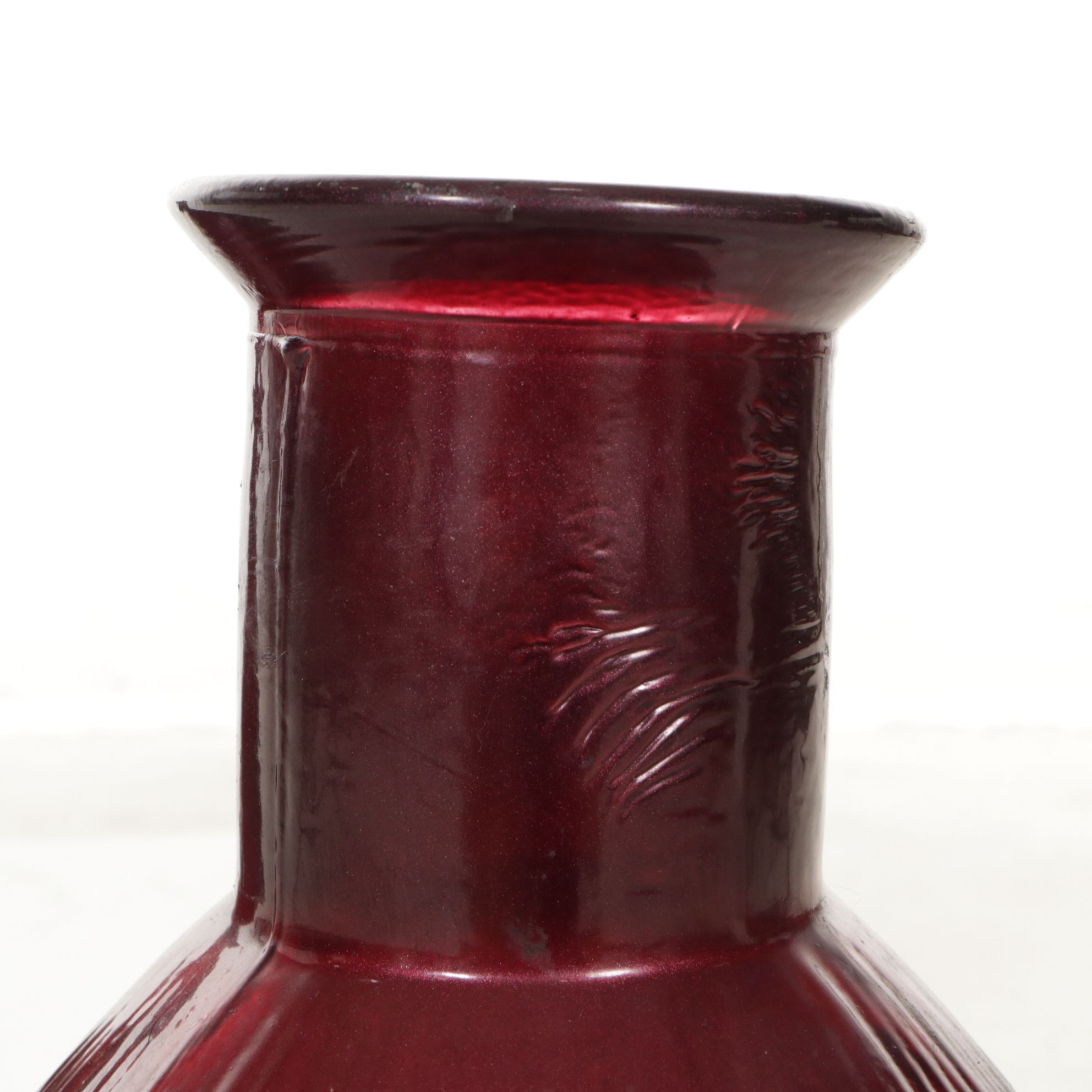 Amethyst Ribbed Glass Floor Vases