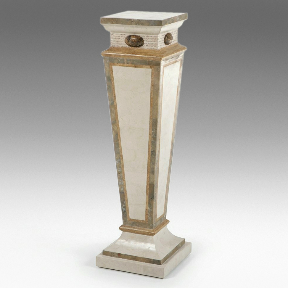 Maitland-Smith Neoclassical Style Tessellated Marble and Stone Inlay Pedestal