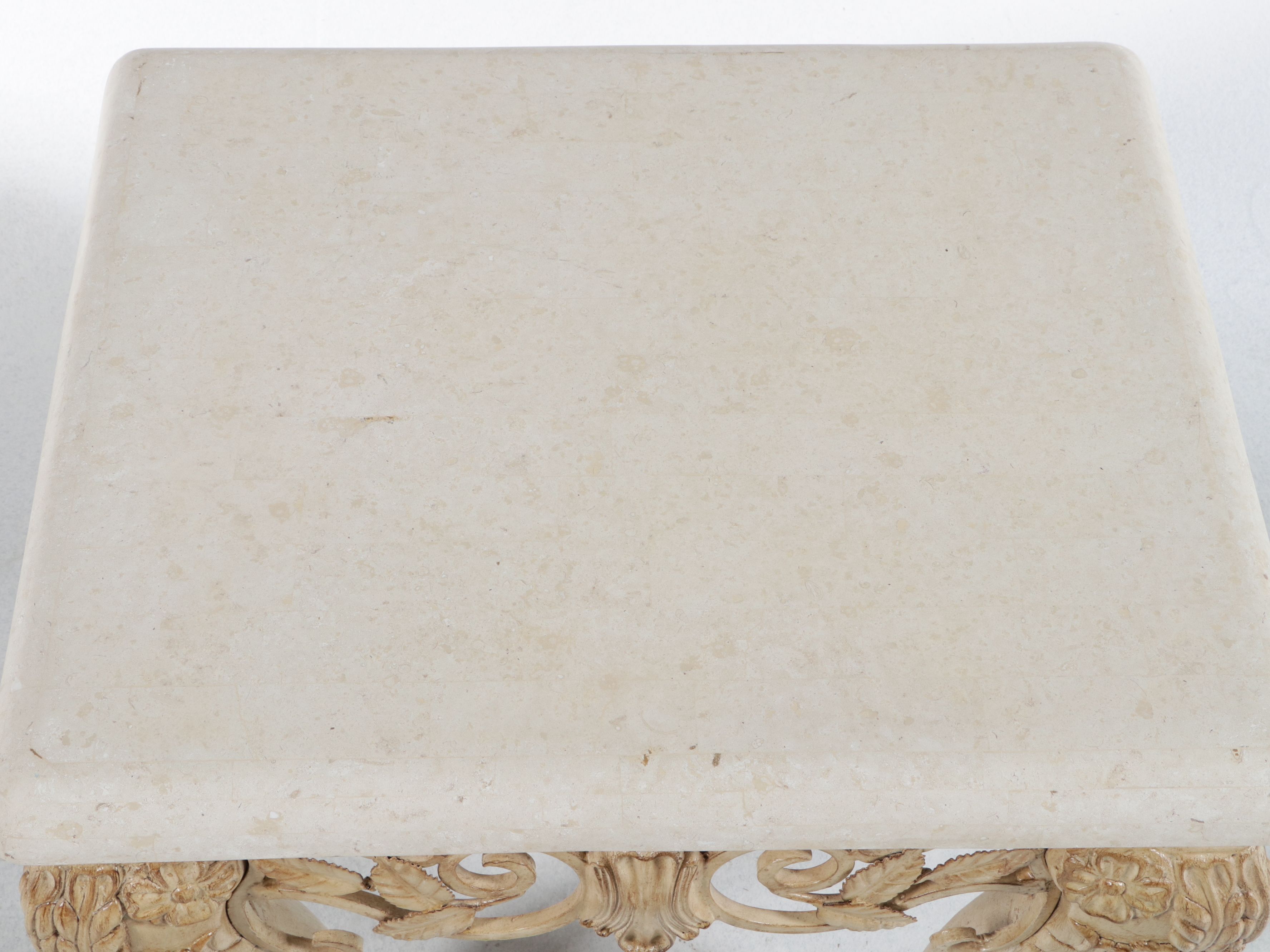 Louis XV Style Painted Wood and Marble Side Table, Late 20th Century